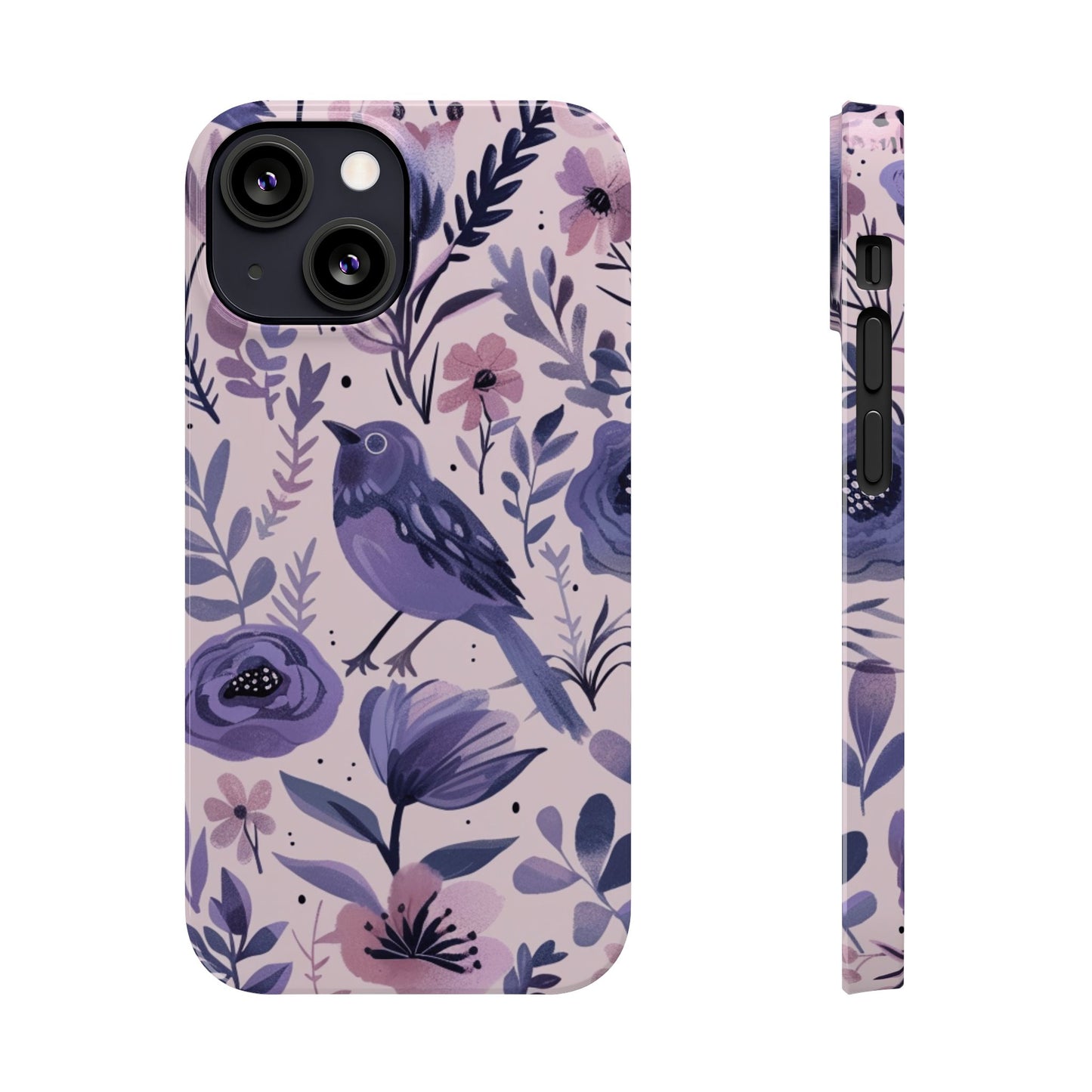 Floral Bird Slim Phone Case, Elegant Phone Cover, Cute Gift for Bird Lovers, Spring Vibes, Nature-Inspired