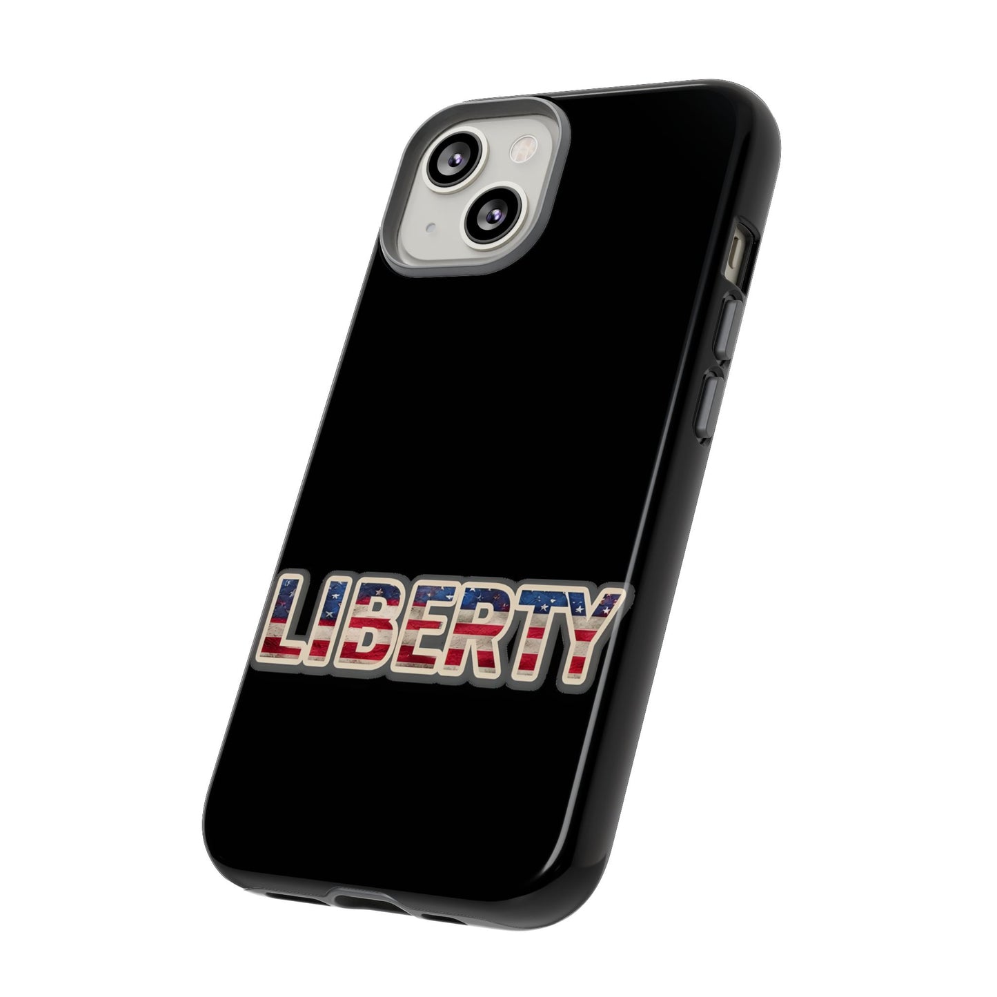 Liberty USA Tough Phone Case, Patriotic USA Flag Lettering Cover, compatible with iPhone 17, 16, 15, 14, 13, Galaxy, Google