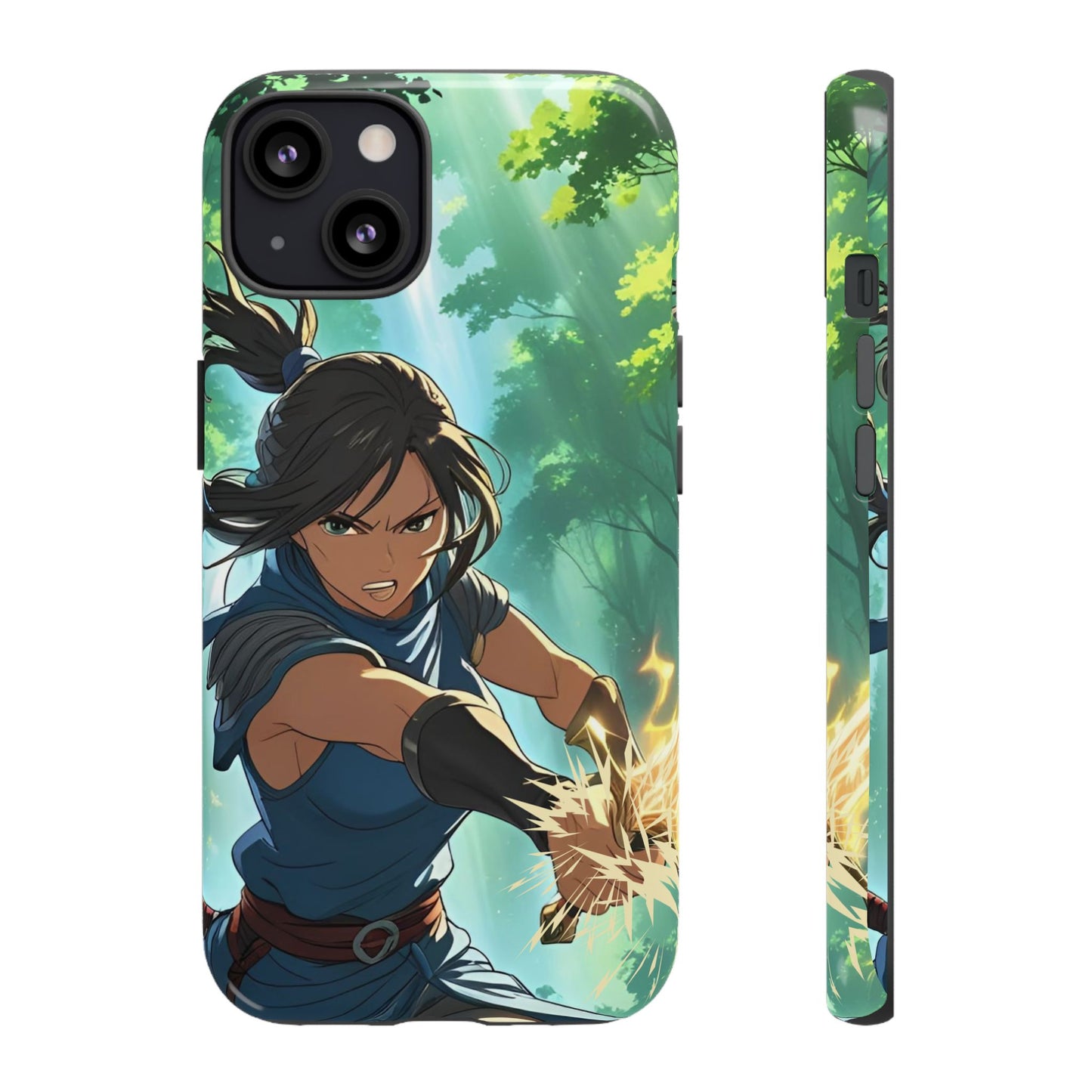 Anime Warrior Girl Tough Phone Case - Japanese Action Aesthetic, Fierce Heroine Design, Compatible with iPhone, Galaxy, and Google Phones