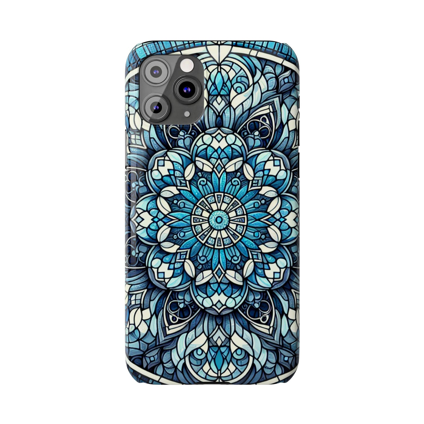 Decorative Slim Phone Case - Blue Mandala Design, Gift for Her, Phone Accessories, Boho Style, Unique Cell Phone Cover, Trendy Tech
