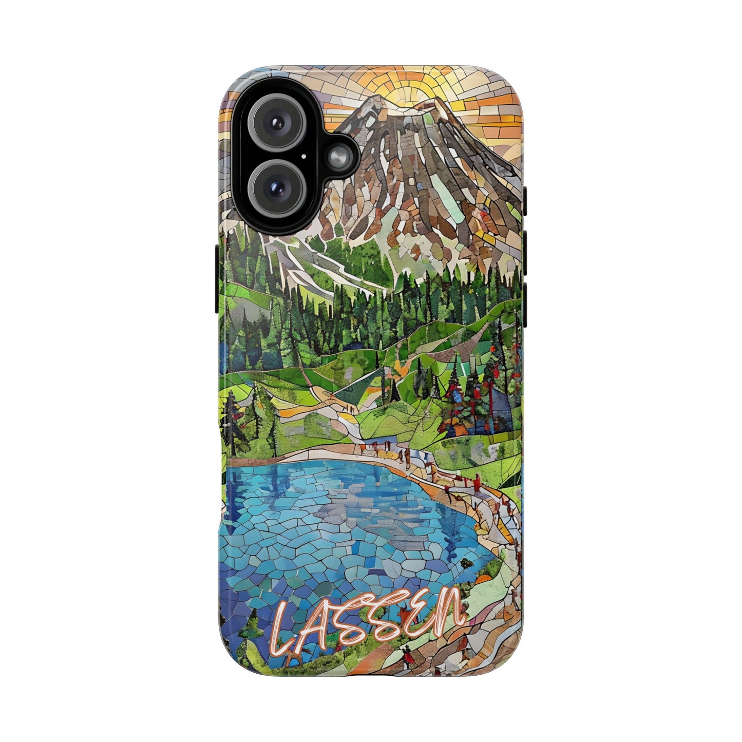 Lassen Volcanic National Park California Phone Case, Mosaic Phone Case, Mountain Nature Art, National Park Gift, Scenic Forest Phone Cover