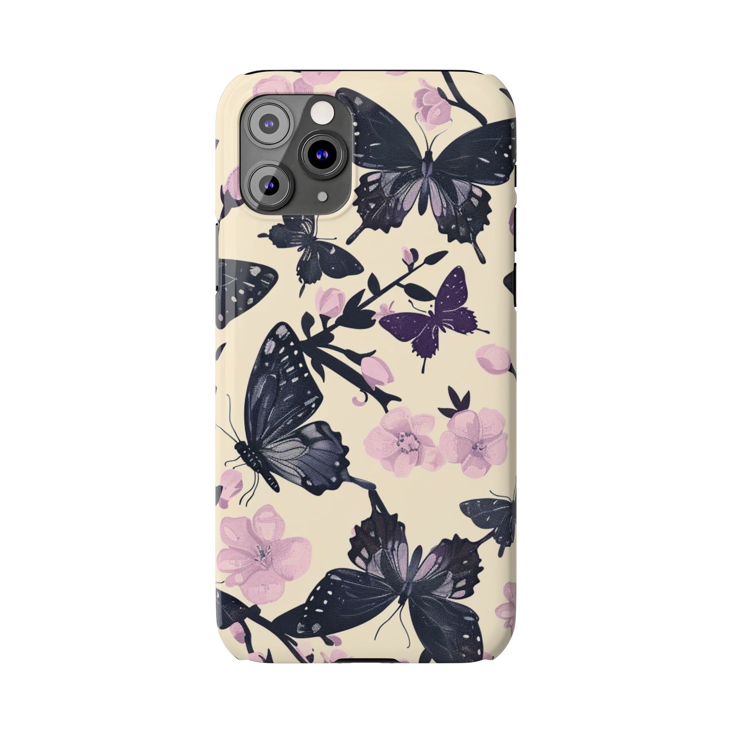 Butterfly Floral Slim Phone Cases, Elegant Butterfly Design, Nature Lover Gift, Phone Accessory, Stylish Cases for Women