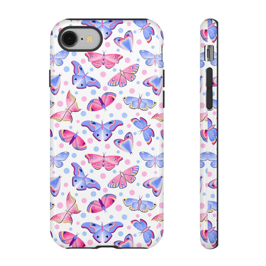 Colorful Fantasy Garden Butterfly Tough Phone Case - Cottagecore Art,  Nature-Inspired Design Compatible with iPhone, Galaxy, and Google
