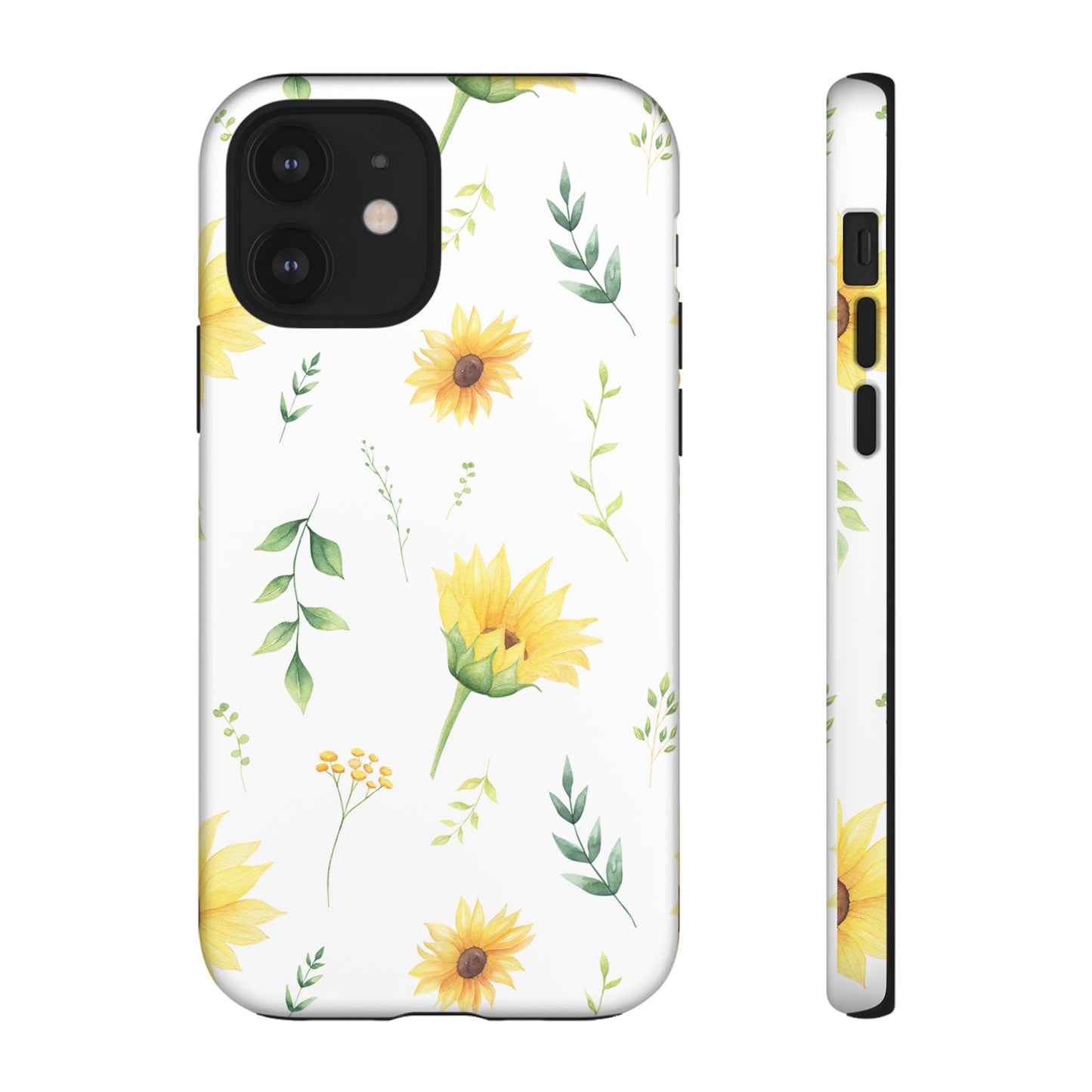 Sunflower Floral Tough Phone Case - Watercolor Botanical Print, Bright Nature Aesthetic, Compatible with iPhone, Galaxy, and Google Phones