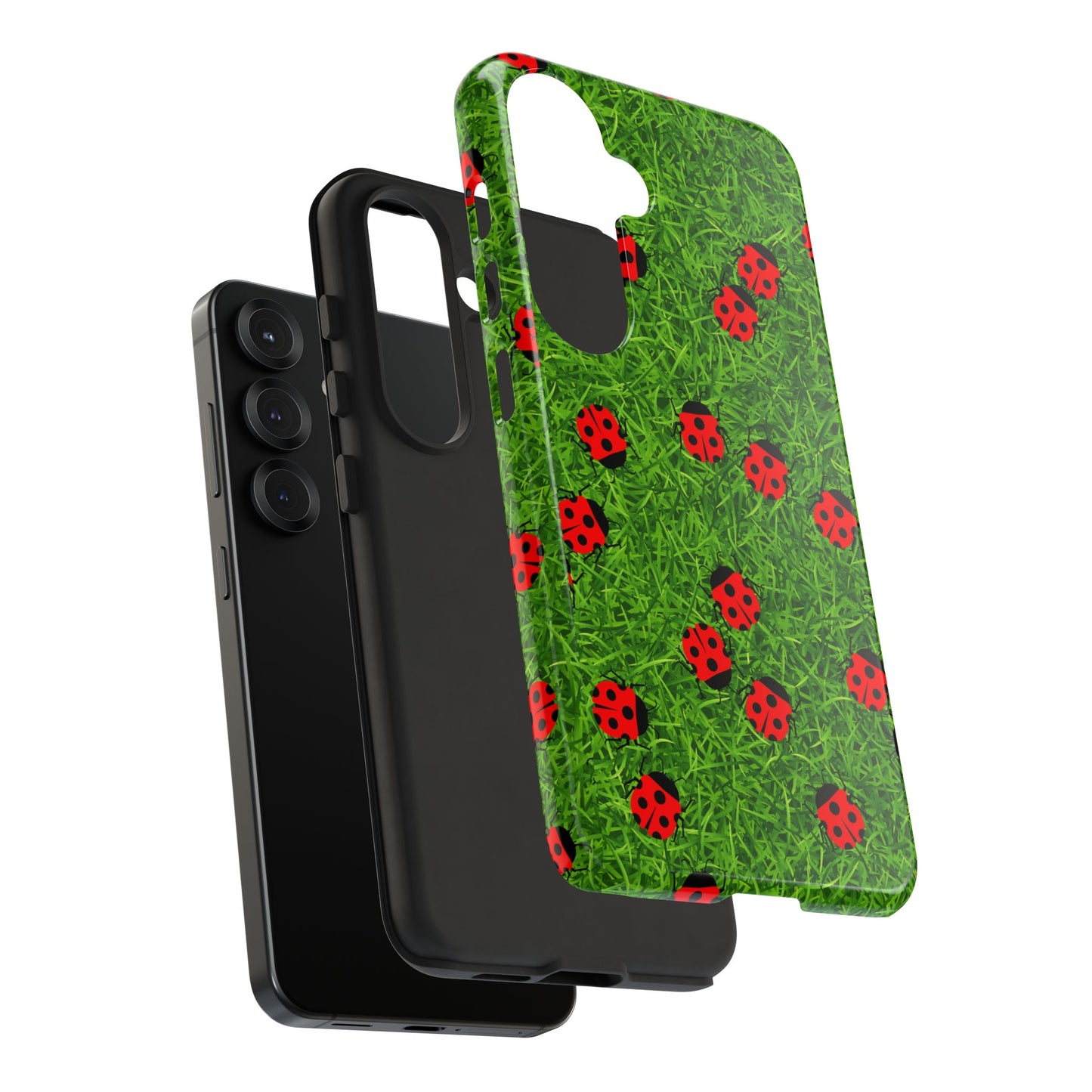 Ladybug Tough Phone Case - Cute Insect Aesthetic, Nature Pattern Art Design, Compatible with iPhone, Galaxy, and Google Phones