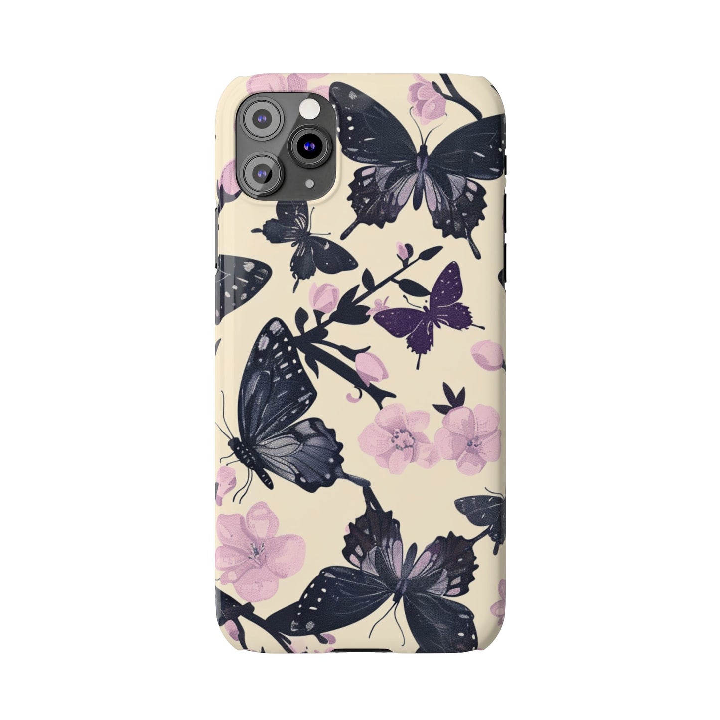 Butterfly Floral Slim Phone Cases, Elegant Butterfly Design, Nature Lover Gift, Phone Accessory, Stylish Cases for Women