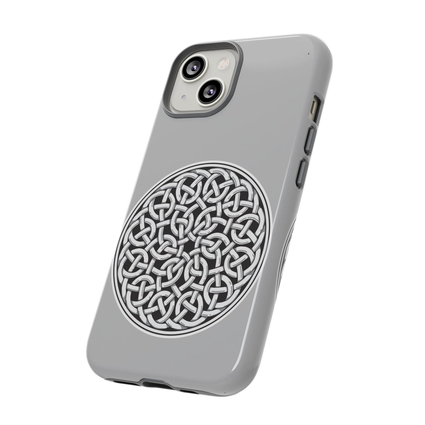 Tough Case Celtic Knot Silver Medallion Design Phone Cover Compatible with iPhone 17, 16, 15, 14, 13, Galaxy, Google, Irish Heritage Art