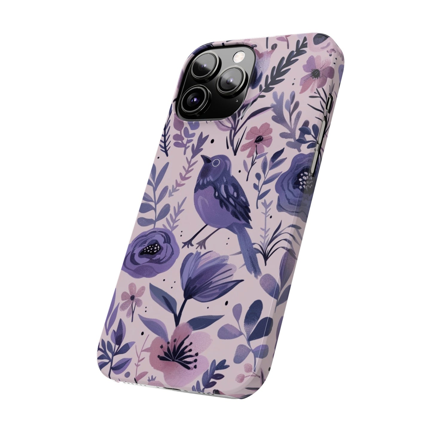 Floral Bird Slim Phone Case, Elegant Phone Cover, Cute Gift for Bird Lovers, Spring Vibes, Nature-Inspired