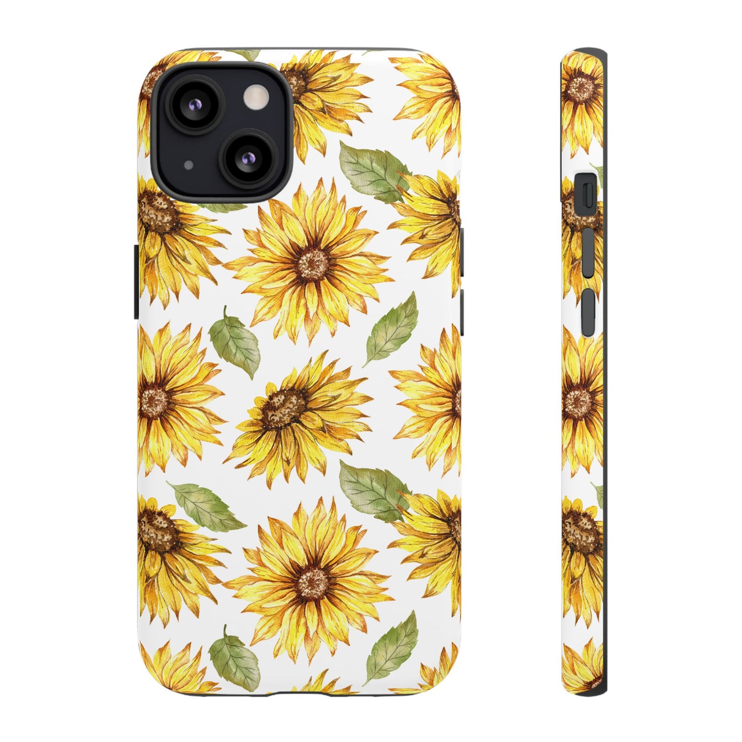 Sunflower Floral Tough Phone Case - Watercolor Botanical Print, Bright Nature Aesthetic, Compatible with iPhone, Galaxy, and Google Phones