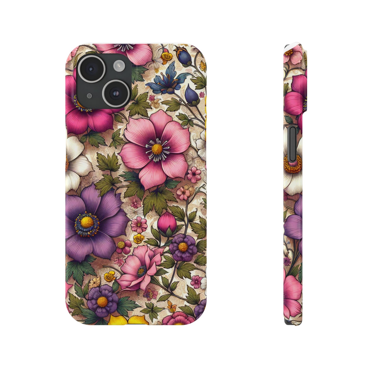 Floral Slim Phone Case - Vibrant Flower Design, Unique Floral iPhone Cover, Flower Phone Case, Gift for Her, Stylish Accessories