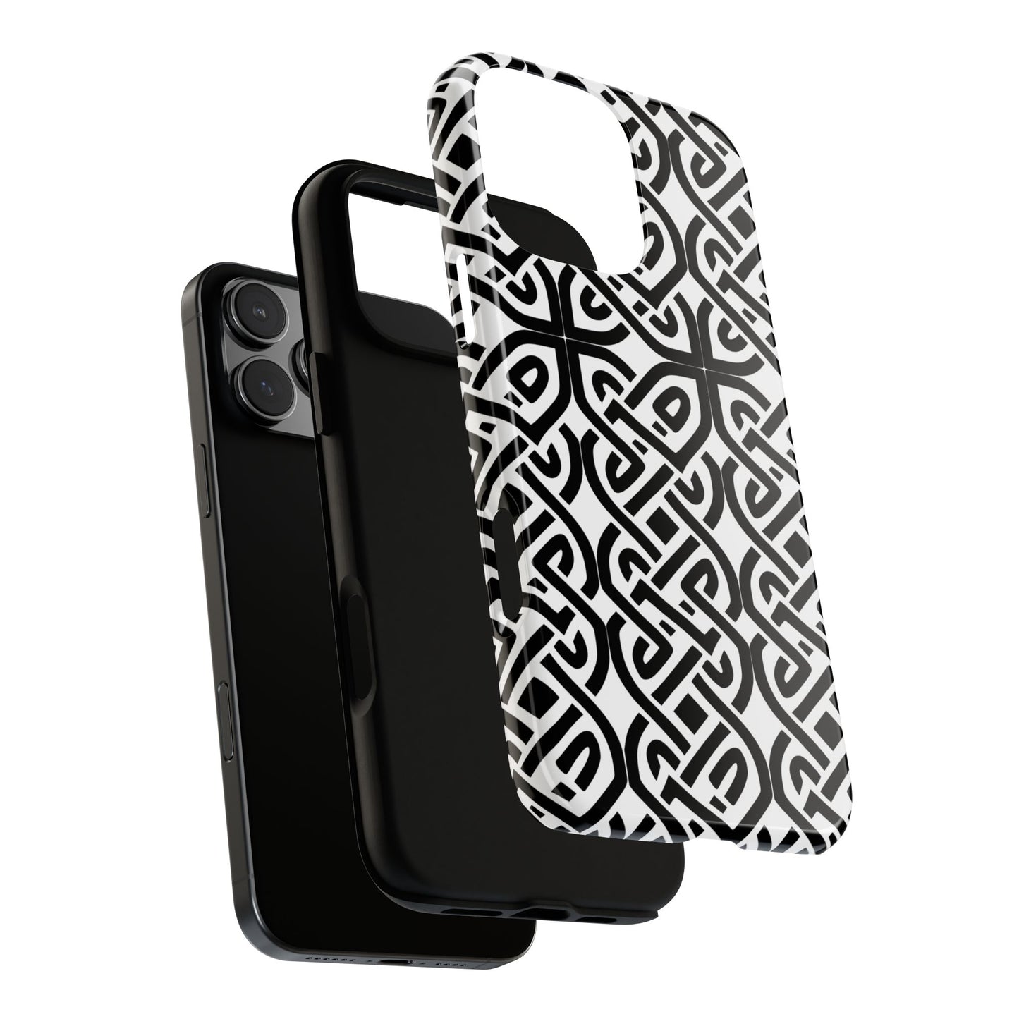 Tough Case Celtic Knot Black and White Pattern Phone Cover Compatible with iPhone 17, 16, 15, 14, 13, Galaxy, Google, Irish Heritage Design
