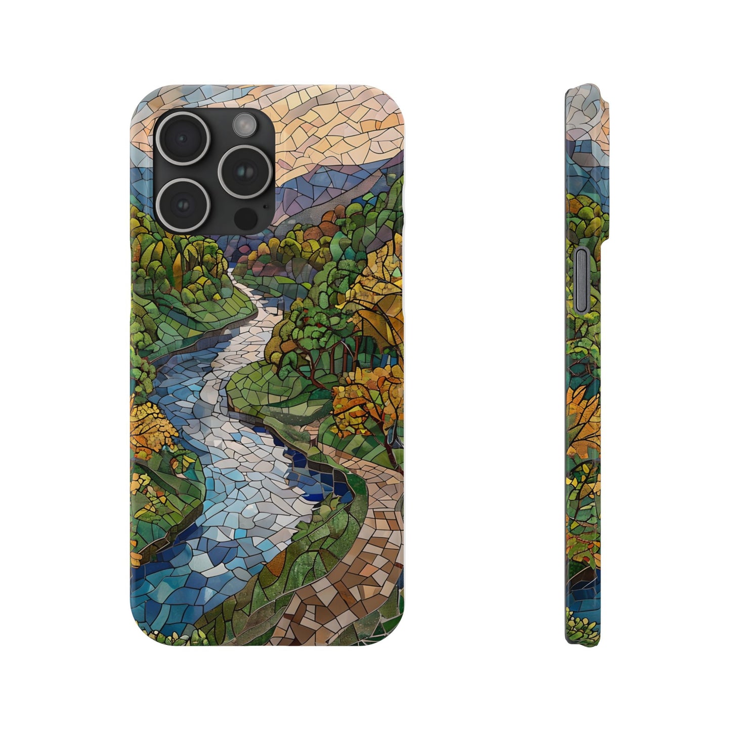 Cuyahoga Valley Mosaic Slim Phone Case, Midwest Forest Art, Scenic Nature Aesthetic, Unique Gift for Nature Lovers