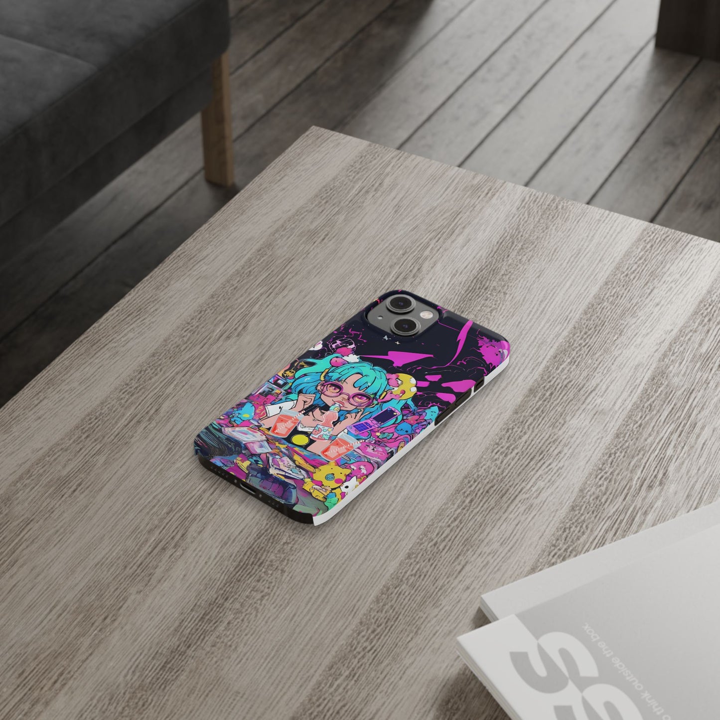 2K Anime Girl Slim Phone Case - Kawaii Vaporwave Style, Cute Maximalist Aesthetic, Cute Phone Covers, Unique Gifts for Teens