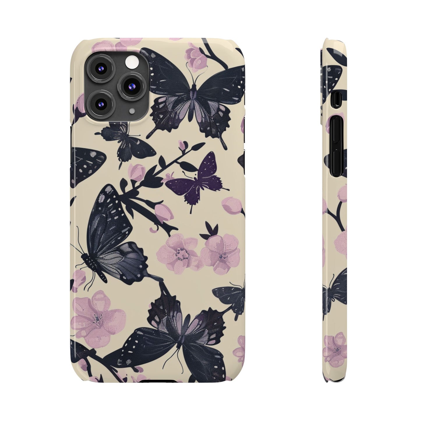 Butterfly Floral Slim Phone Cases, Elegant Butterfly Design, Nature Lover Gift, Phone Accessory, Stylish Cases for Women