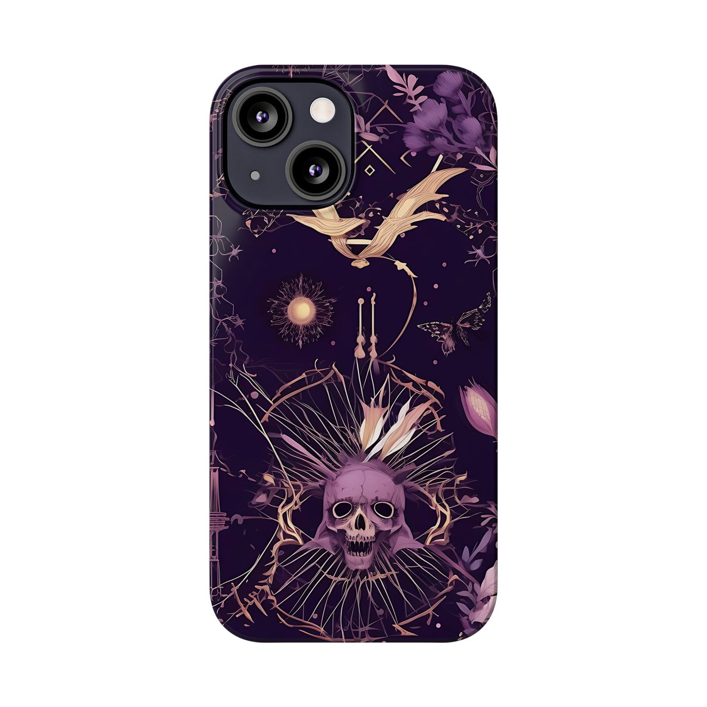 Gothic Floral Slim Phone Cases, Ghostly Style Mobile Cover, Dark Aesthetic Gift, Unique Protective Case, Perfect for Halloween