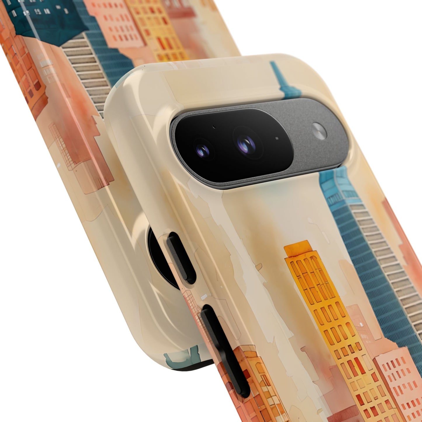 San Francisco Cityscape Tough Phone Case - Tropical Skyline Aesthetic, Sunset Beach Urban Art, Compatible with iPhone, Galaxy, and Google