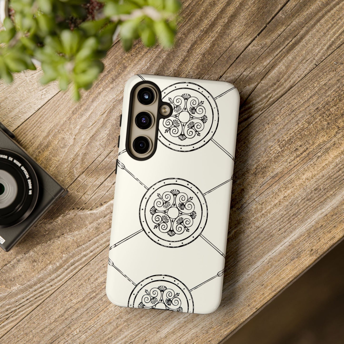 Tough Case Celtic Pattern White and Black Design Phone Cover Compatible with iPhone 17, 16, 15, 14, 13, Galaxy, Google, Irish Heritage Art