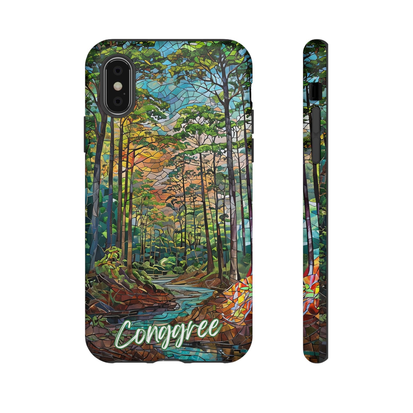 Congaree Mosaic Tough Phone Case - Lush Swamp Forest Art, Southeast Nature Aesthetic, Compatible with iPhone, Galaxy, and Google Phones