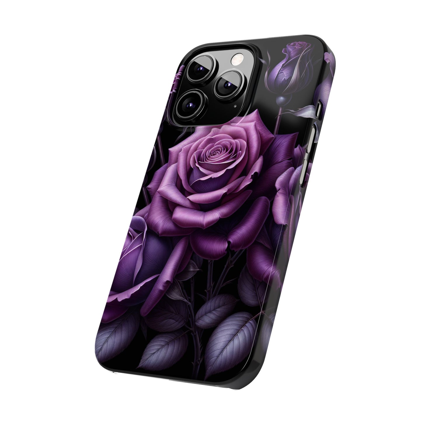 Purple Rose Slim Phone Cases, Floral Phone Cover, Elegant Smartphone Case, Gift for Her, Mother's Day Accessories