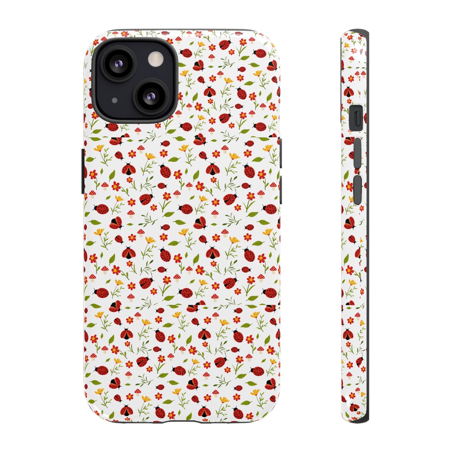 Ladybug Tough Phone Case - Cute Insect Aesthetic, Nature-Inspired Pattern Art, Compatible with iPhone, Galaxy, and Google Phones