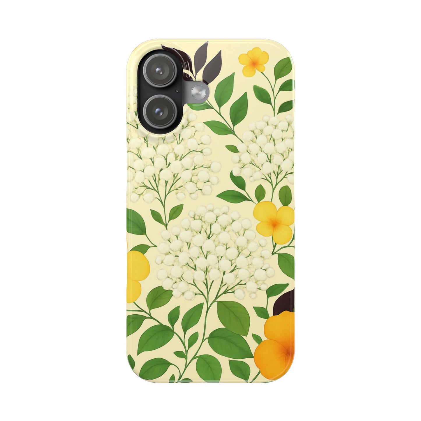 Delicate Floral Print Phone Case, Autumn Botanical Slim Phone Case, Aesthetic Flower Phone Cover Compatible with iPhone, Galaxy, Google