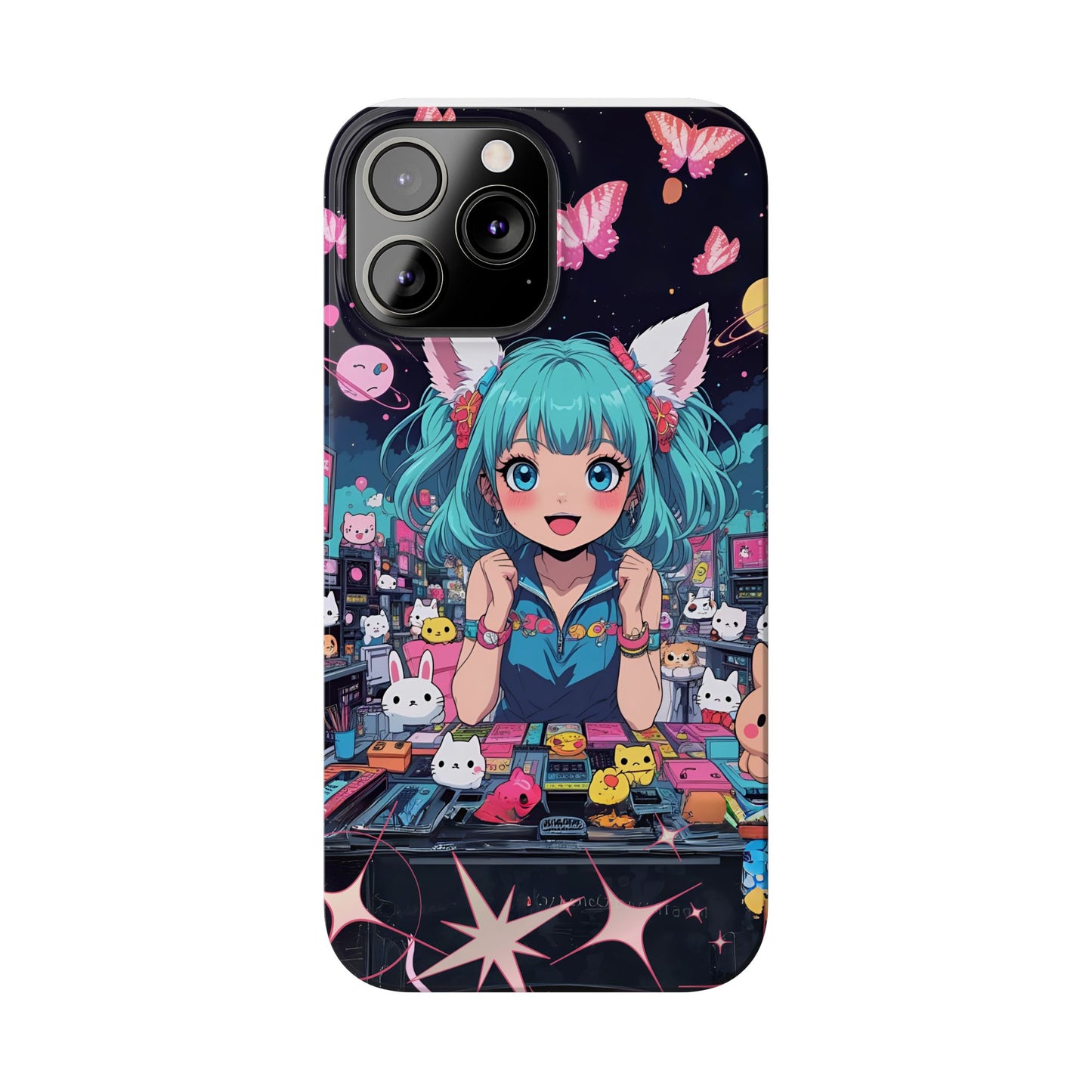 Y2K Anime Girl Slim Phone Case, Kawaii Vaporwave Style, Cute Maximalist Aesthetic, Anime Design, Slim Protection, Aesthetic Accessory