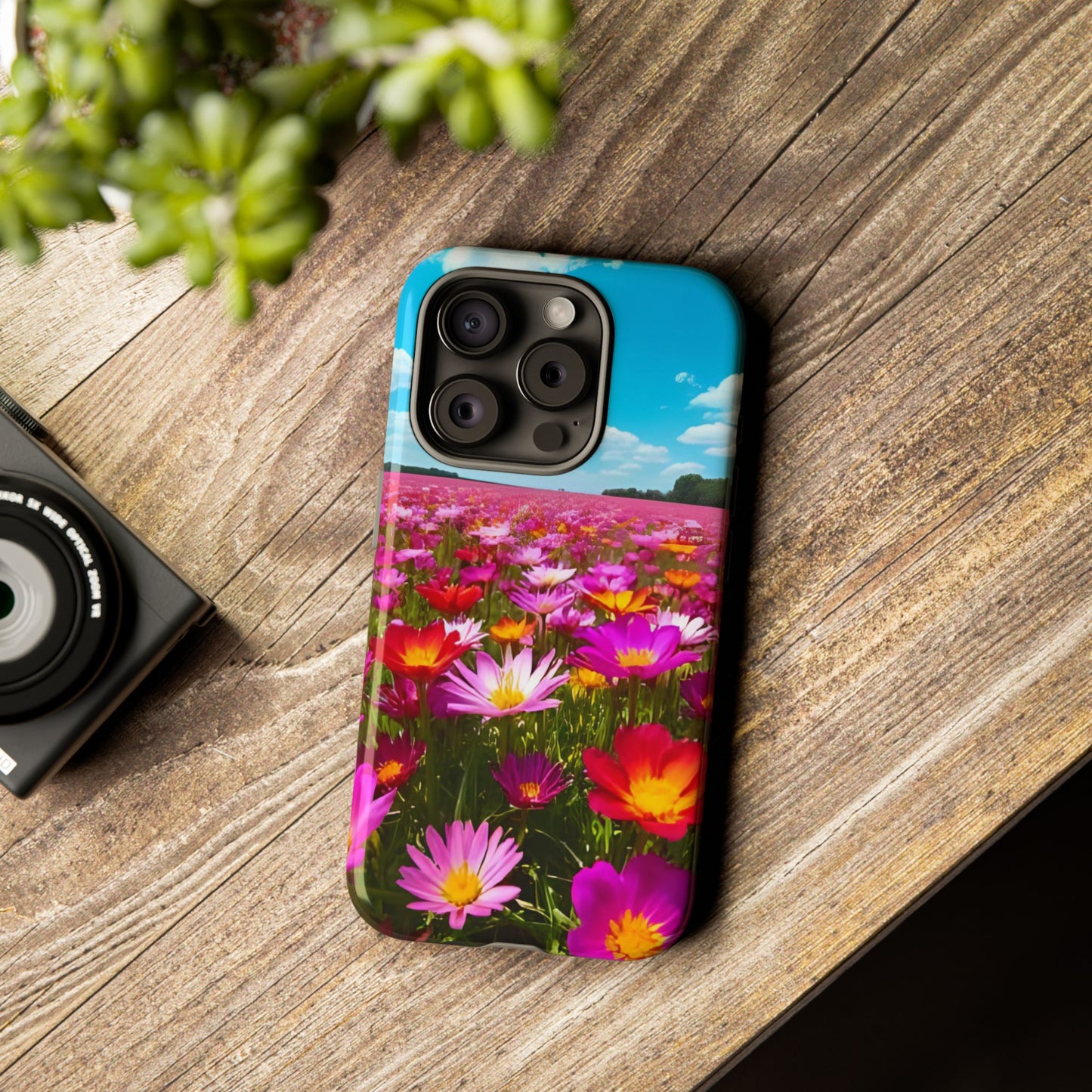 Flower Field Tough Phone Case - Wildflower Meadow Print, Colorful Nature Aesthetic, Compatible with iPhone, Galaxy, and Google Phones