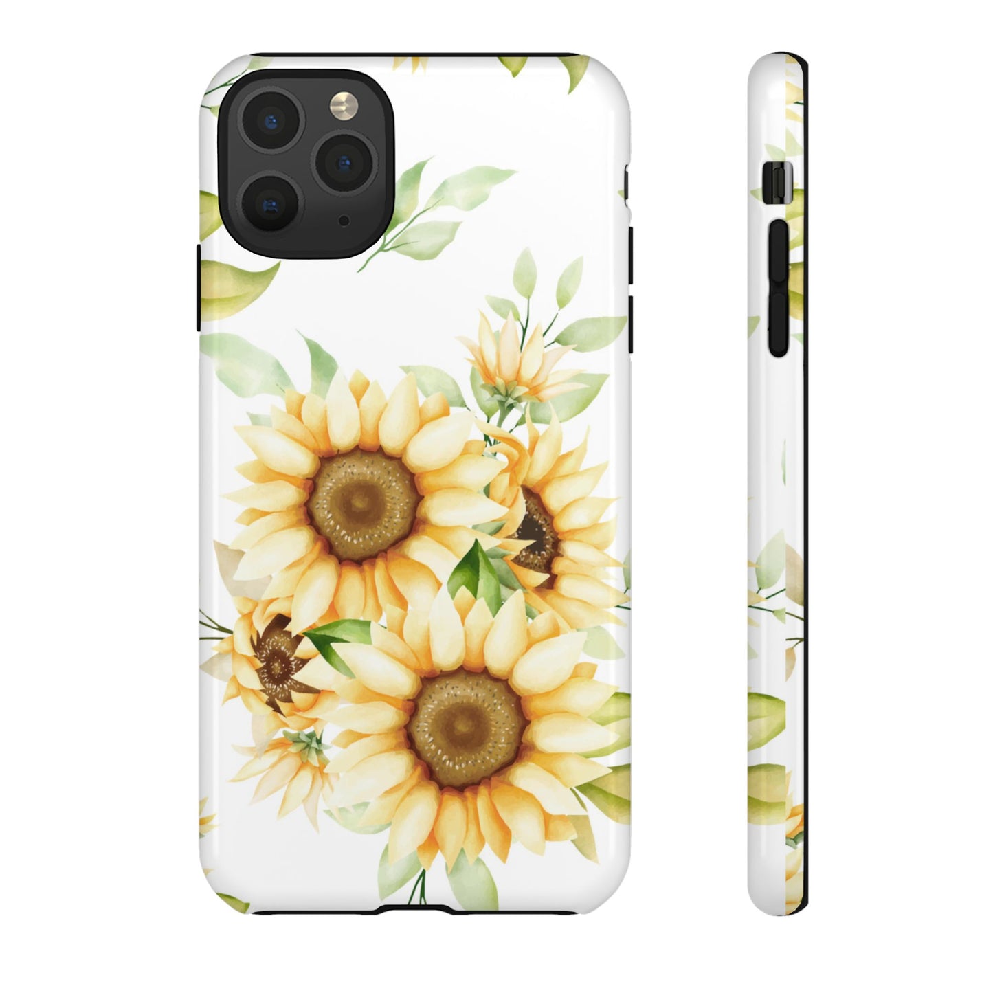 Sunflower Floral Tough Phone Case - Watercolor Botanical Art, Bright Nature Aesthetic, Compatible with iPhone, Galaxy, and Google Phones
