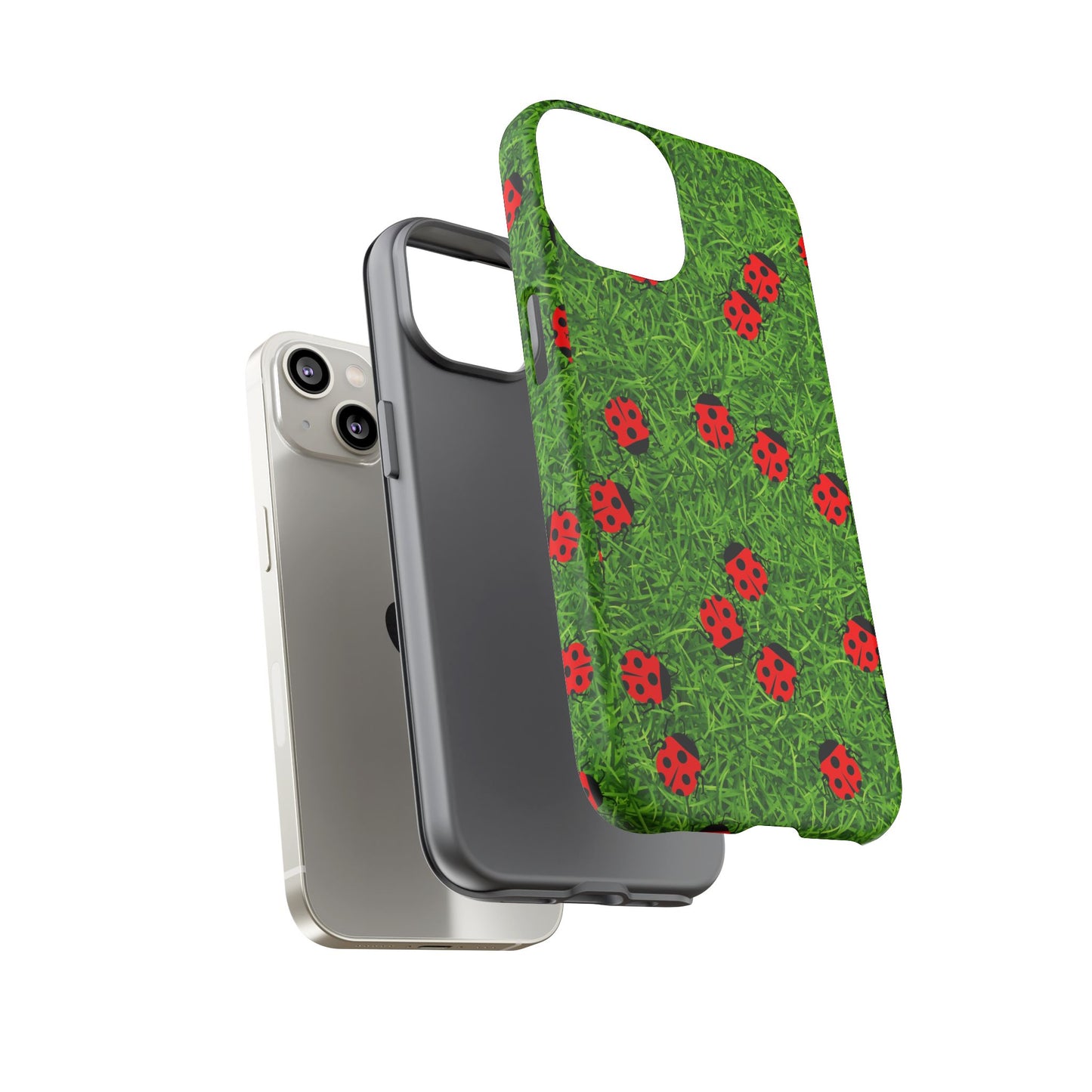 Ladybug Tough Phone Case - Cute Insect Aesthetic, Nature Pattern Art Design, Compatible with iPhone, Galaxy, and Google Phones