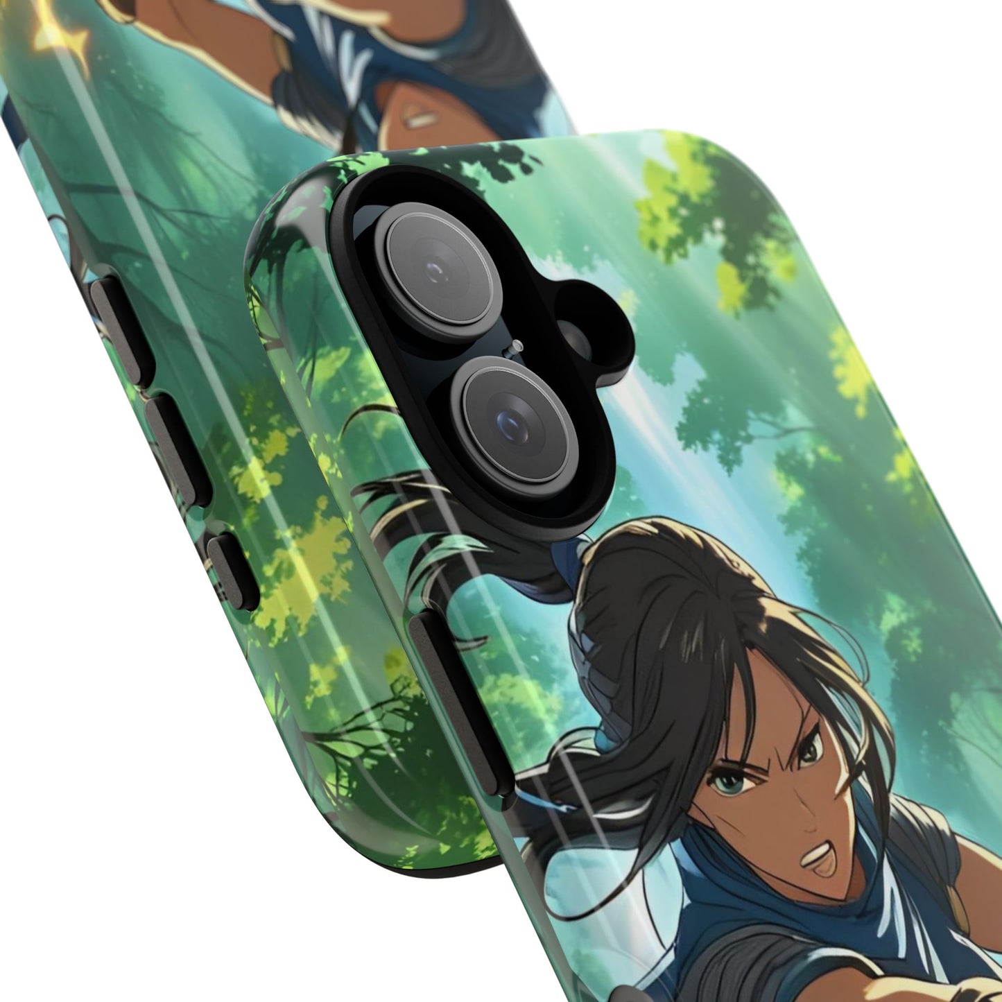 Anime Warrior Girl Tough Phone Case - Japanese Action Aesthetic, Fierce Heroine Design, Compatible with iPhone, Galaxy, and Google Phones