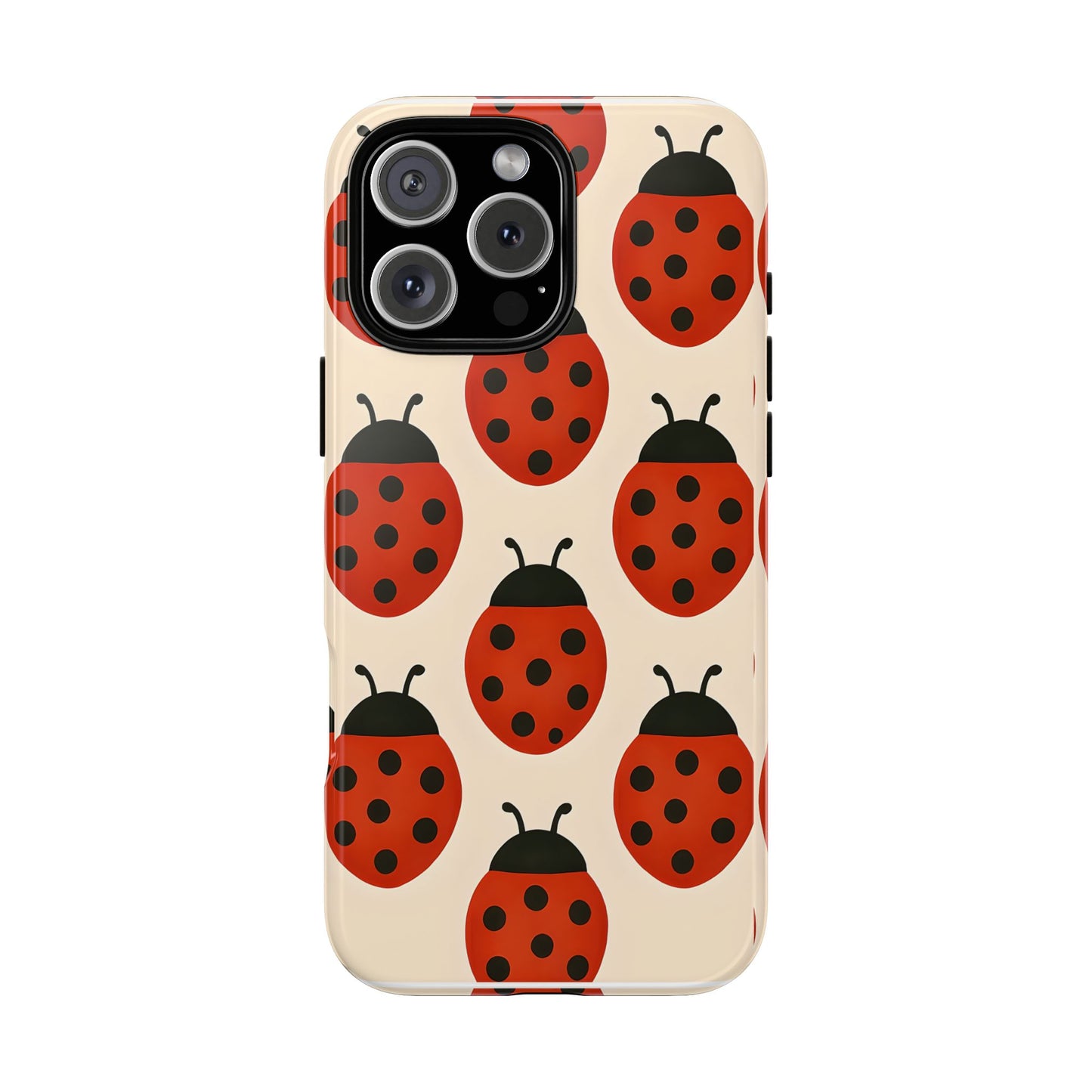 Cute Ladybug Tough Phone Case - Red and Black Insect Pattern, Nature-Inspired Design, Compatible with iPhone, Galaxy, and Google Phones