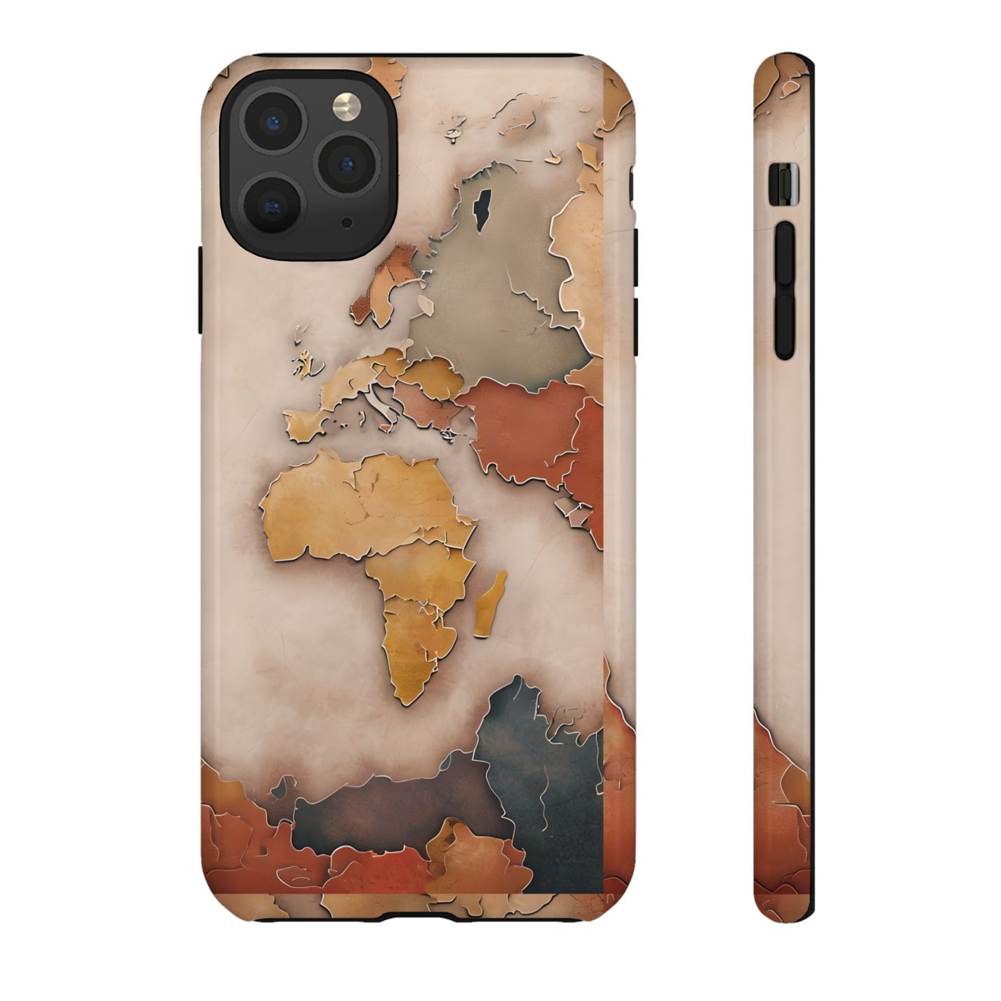 Vintage World Map Phone Case - Old World Travel Aesthetic - Antique Earth Globe Tough Phone Cover - Compatible with iPhone, Galaxy, Google