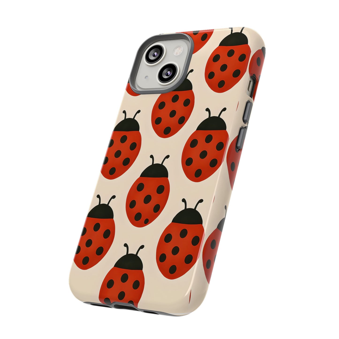 Cute Ladybug Tough Phone Case - Red and Black Insect Pattern, Nature-Inspired Design, Compatible with iPhone, Galaxy, and Google Phones