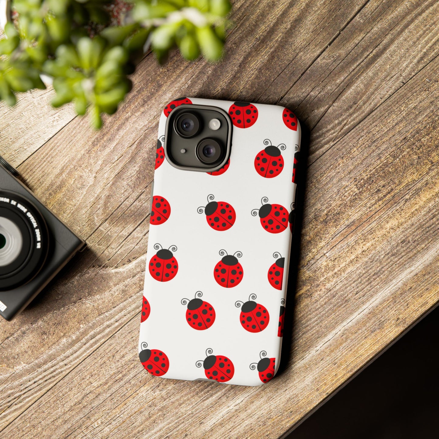Ladybug Tough Phone Case - Cute Insect Aesthetic, Nature-Inspired Pattern Art, Compatible with iPhone, Galaxy, and Google Phones