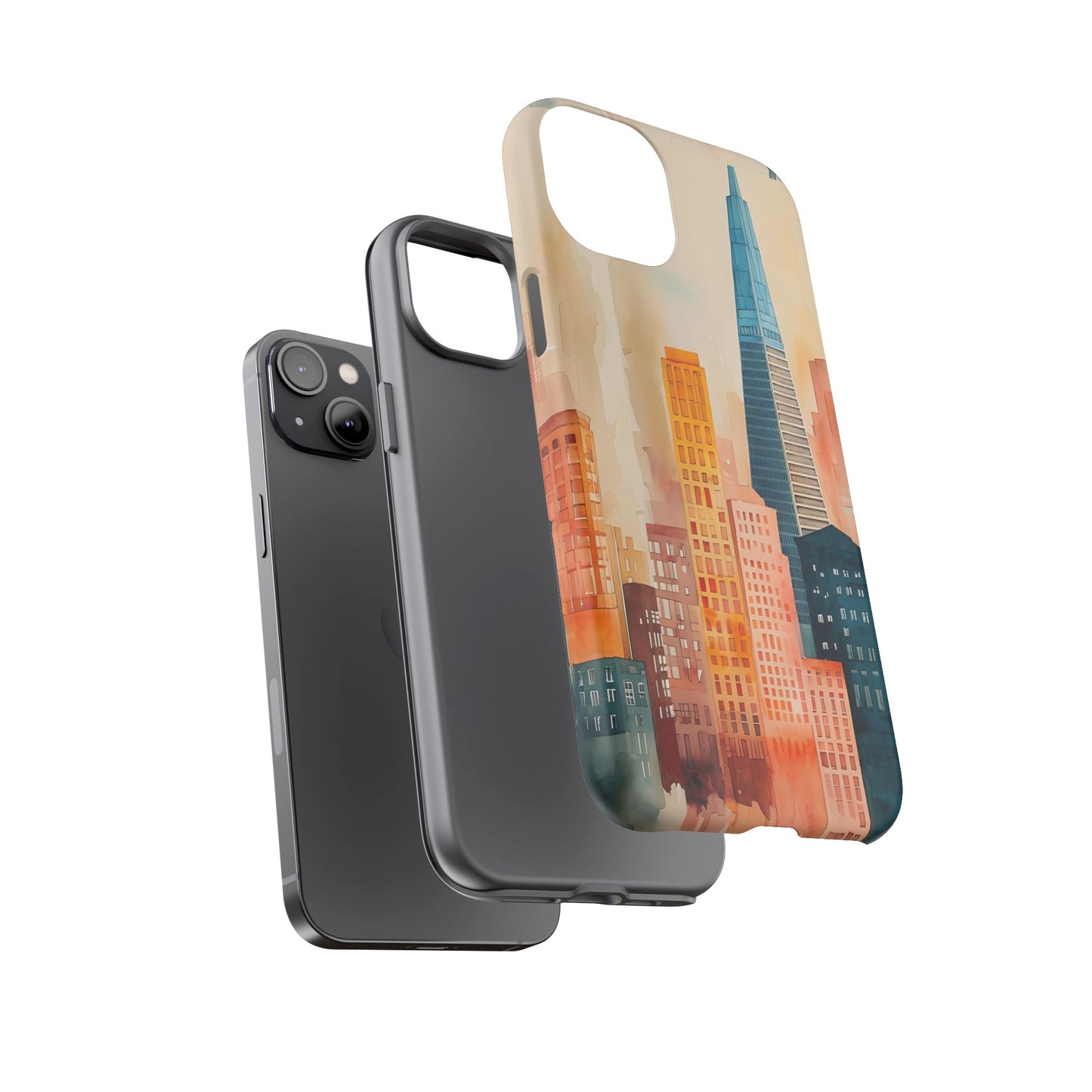 San Francisco Cityscape Tough Phone Case - Tropical Skyline Aesthetic, Sunset Beach Urban Art, Compatible with iPhone, Galaxy, and Google
