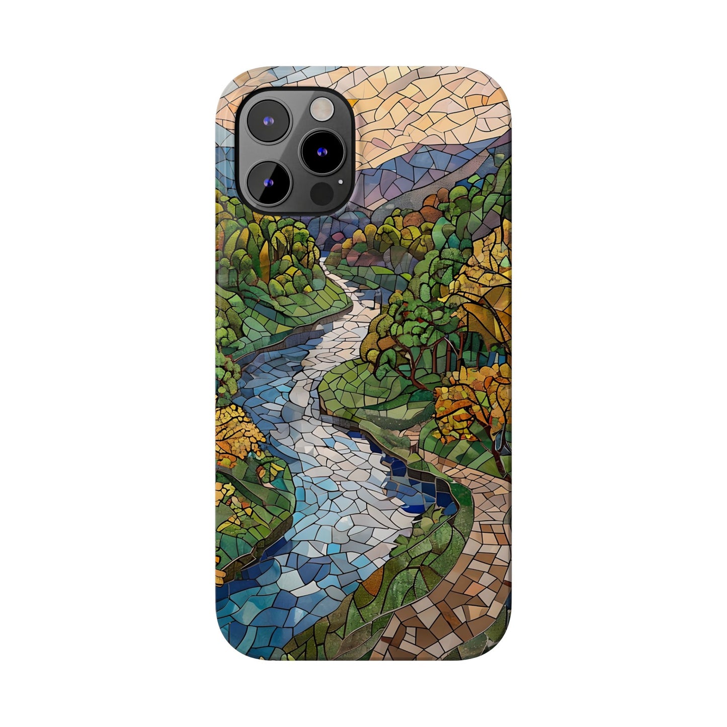 Cuyahoga Valley Mosaic Slim Phone Case, Midwest Forest Art, Scenic Nature Aesthetic, Unique Gift for Nature Lovers