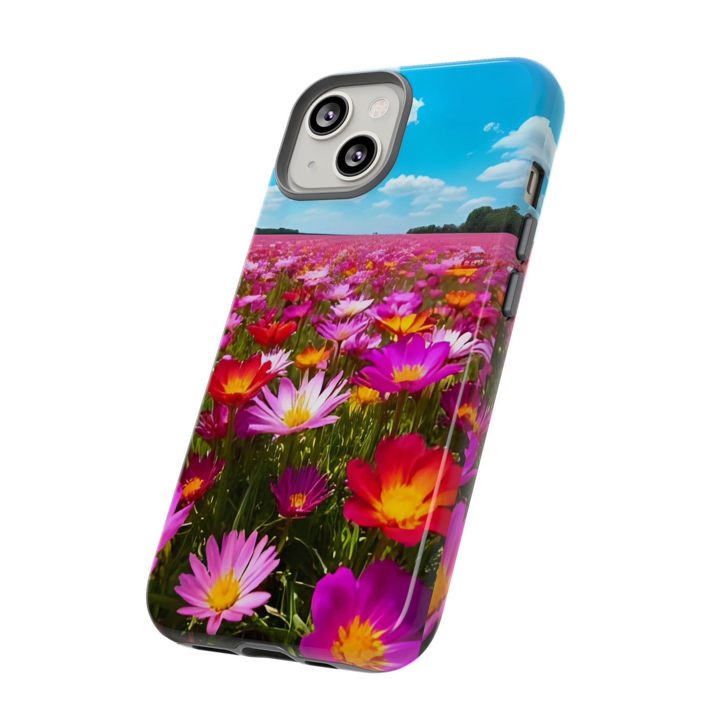 Flower Field Tough Phone Case - Wildflower Meadow Print, Colorful Nature Aesthetic, Compatible with iPhone, Galaxy, and Google Phones