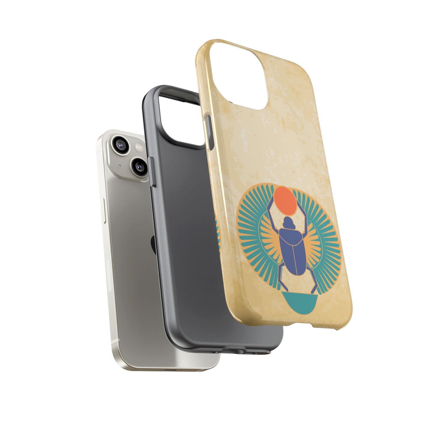 Ancient Egyptian Scarab Beetle Tough Phone Case - Symbol of Rebirth Design, Mythological Art, Compatible with iPhone, Galaxy, and Google