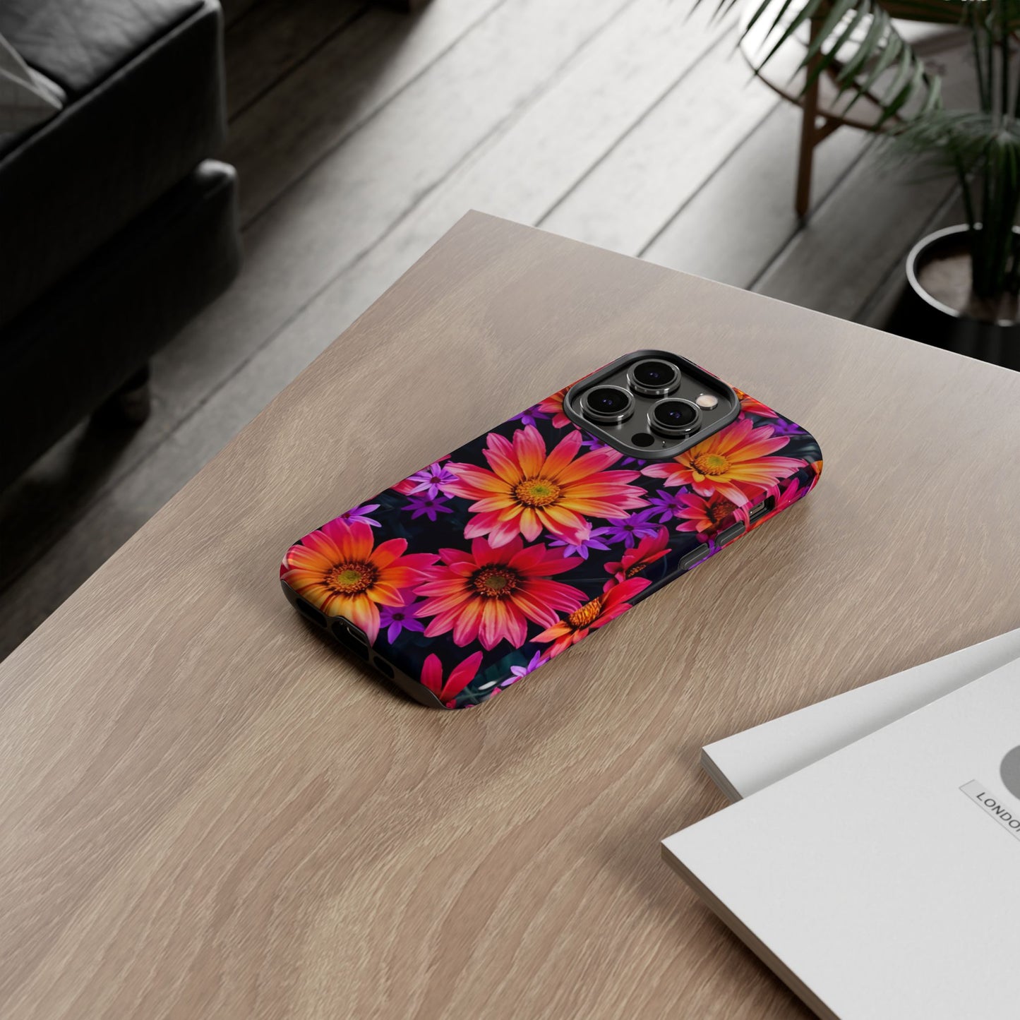 Bold Garden Flower Tough Phone Case - Colorful Floral Print, Bright Botanical Aesthetic, Compatible with iPhone, Galaxy, and Google Phones