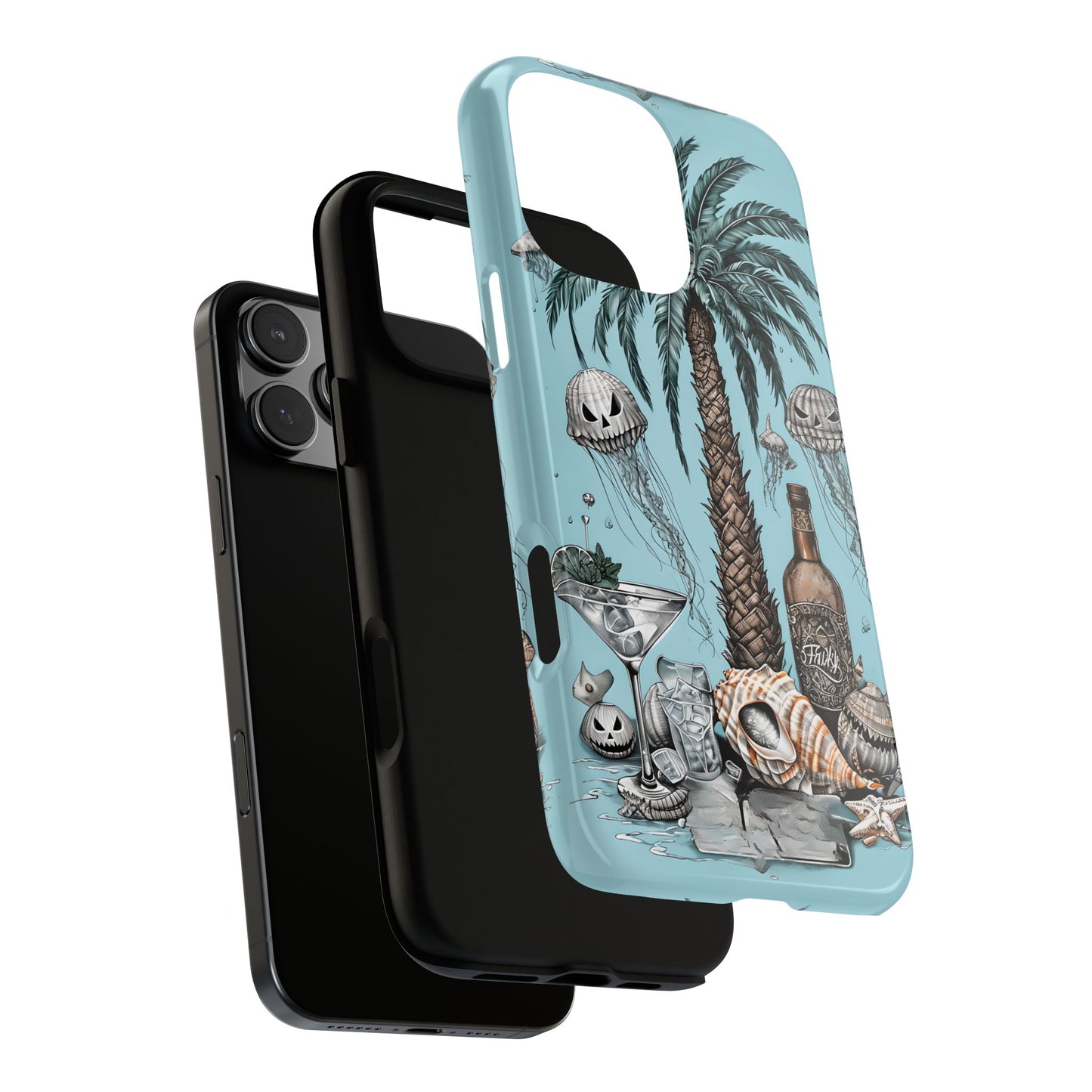 Summerween Phone Case, Halloween Beach Phone Cover, Spooky Tropical Phone Case, Pumpkin Jellyfish Phone Cover, Goth Cute Coastal Aesthetic