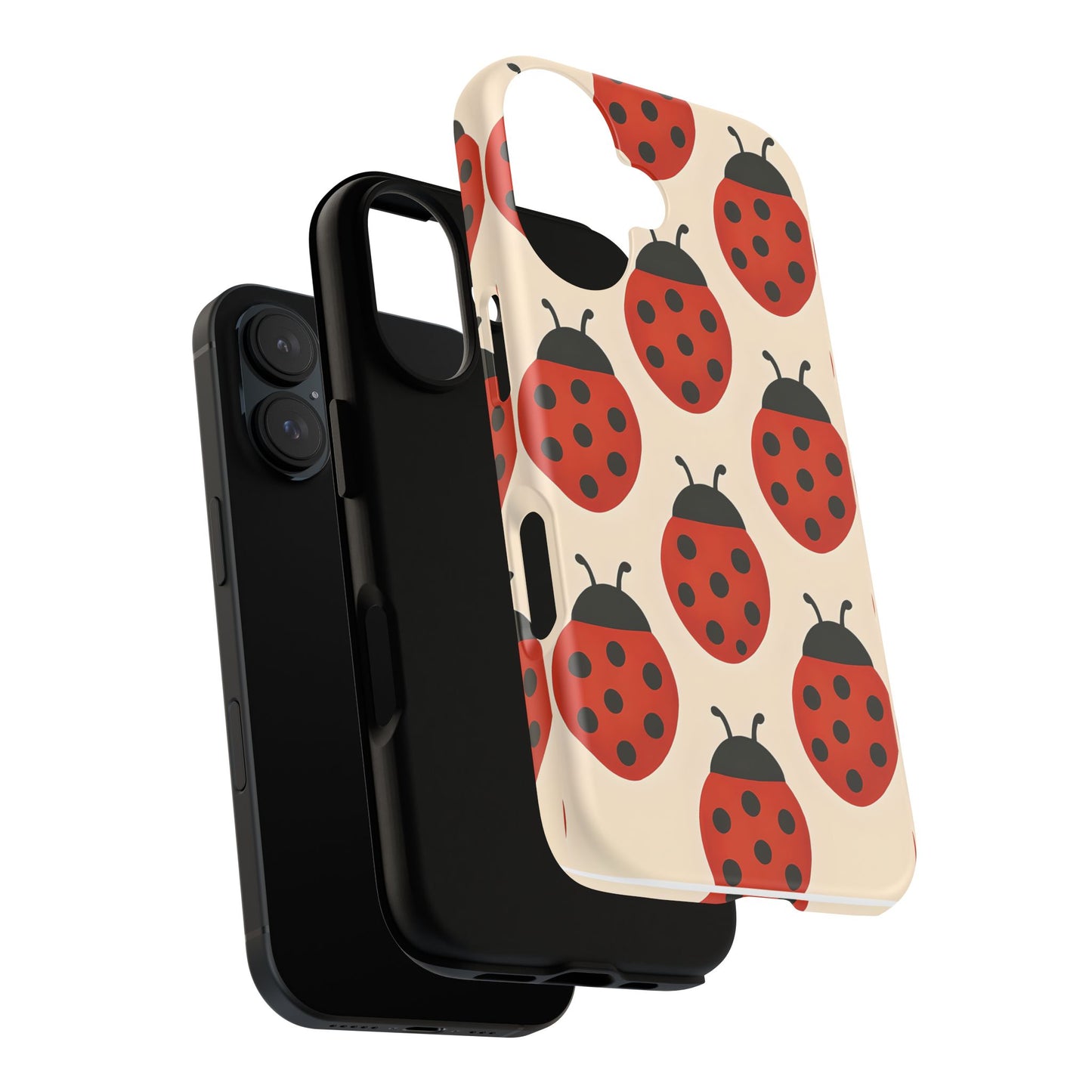 Cute Ladybug Tough Phone Case - Red and Black Insect Pattern, Nature-Inspired Design, Compatible with iPhone, Galaxy, and Google Phones