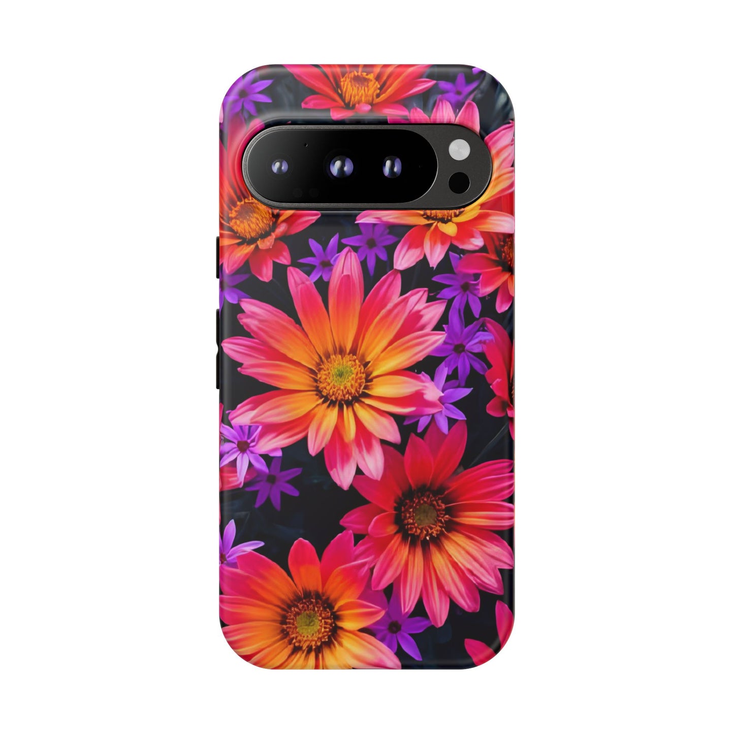 Bold Garden Flower Tough Phone Case - Colorful Floral Print, Bright Botanical Aesthetic, Compatible with iPhone, Galaxy, and Google Phones