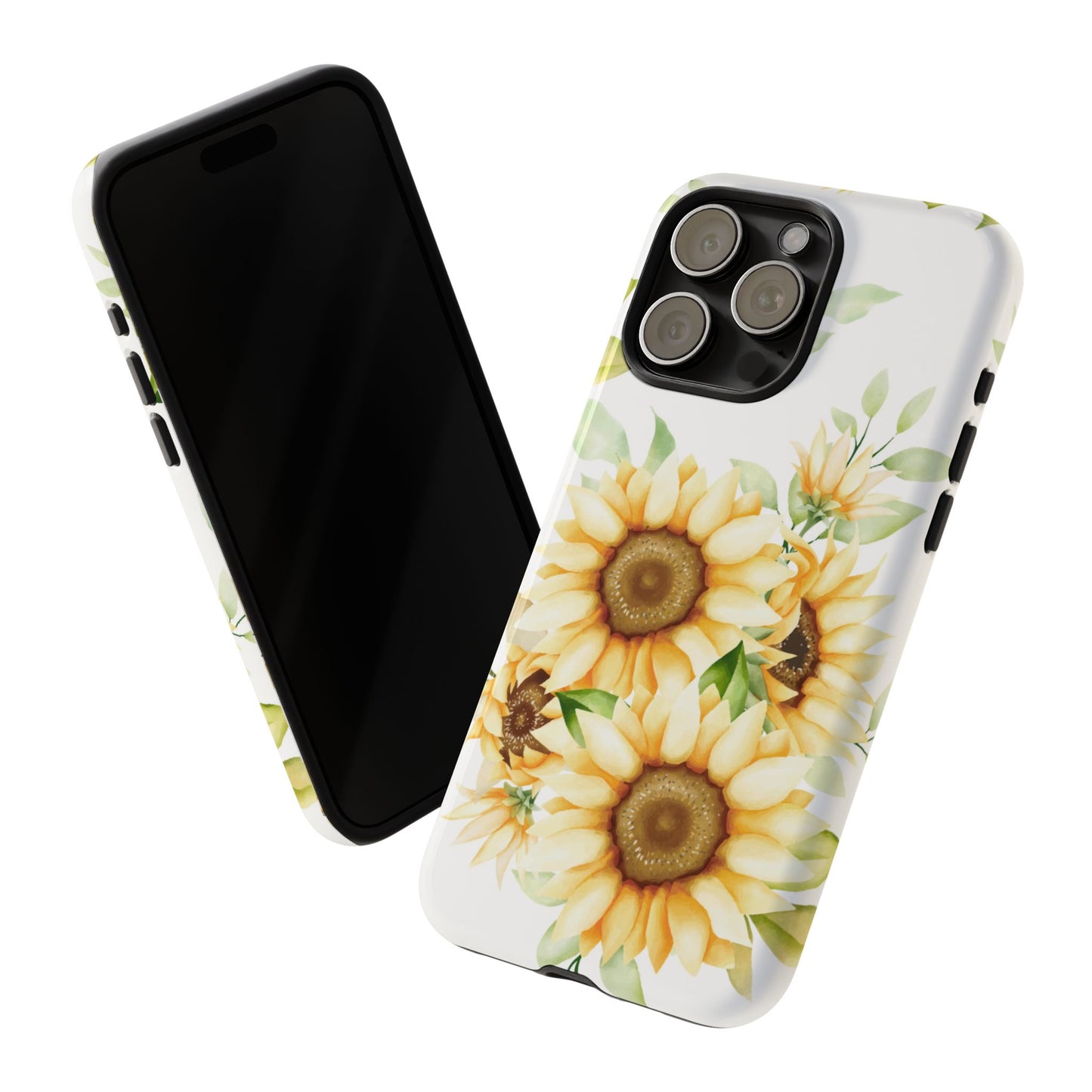 Sunflower Floral Tough Phone Case - Watercolor Botanical Art, Bright Nature Aesthetic, Compatible with iPhone, Galaxy, and Google Phones