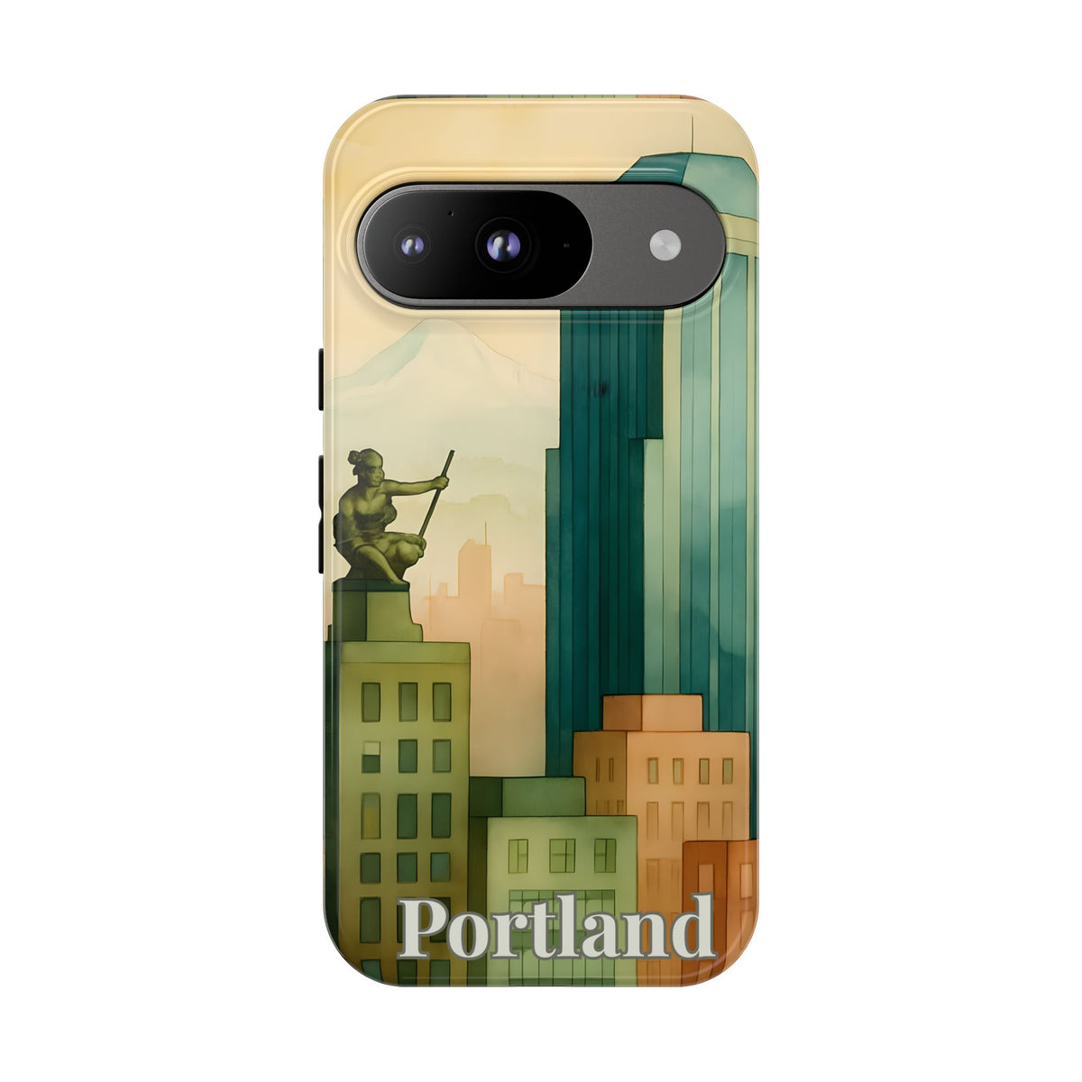 Portland Cityscape Phone Case • Urban Skyline Art Tough Case • Watercolor City Aesthetic • Gift for Travelers • Compatible with iPhone, Galaxy, Google