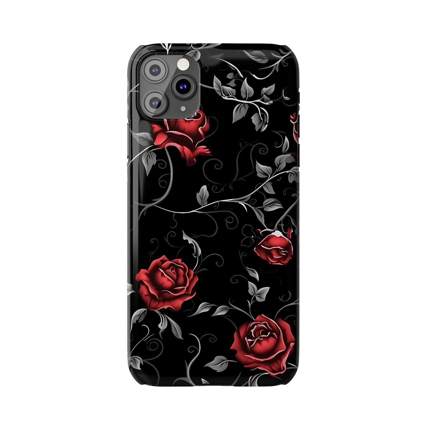 Elegant Floral Slim Phone Cases, Gothic Style Case, Rose Design Cover, Unique Gift for Her, Phone Accessories, Modern Chic