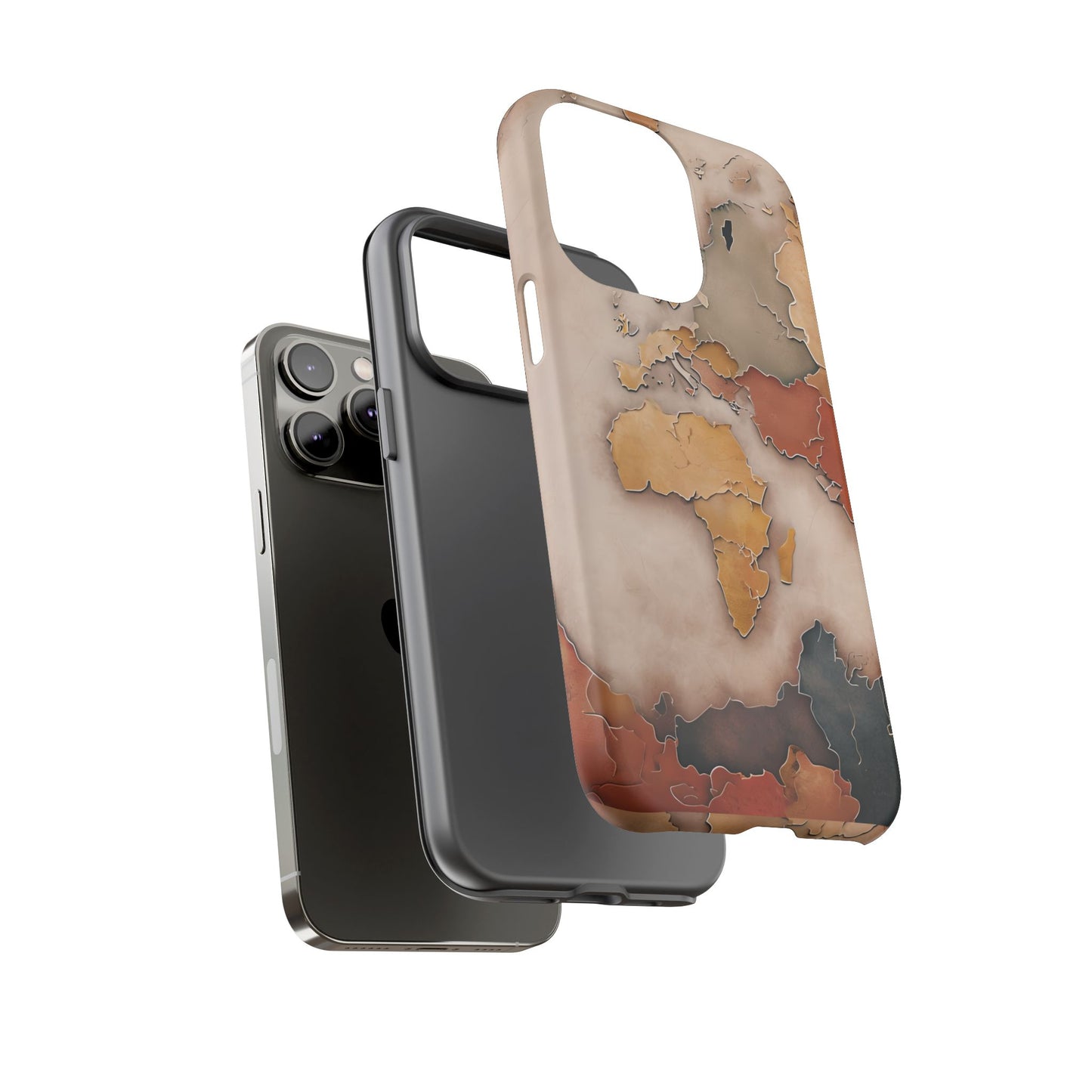 Vintage World Map Phone Case - Old World Travel Aesthetic - Antique Earth Globe Tough Phone Cover - Compatible with iPhone, Galaxy, Google