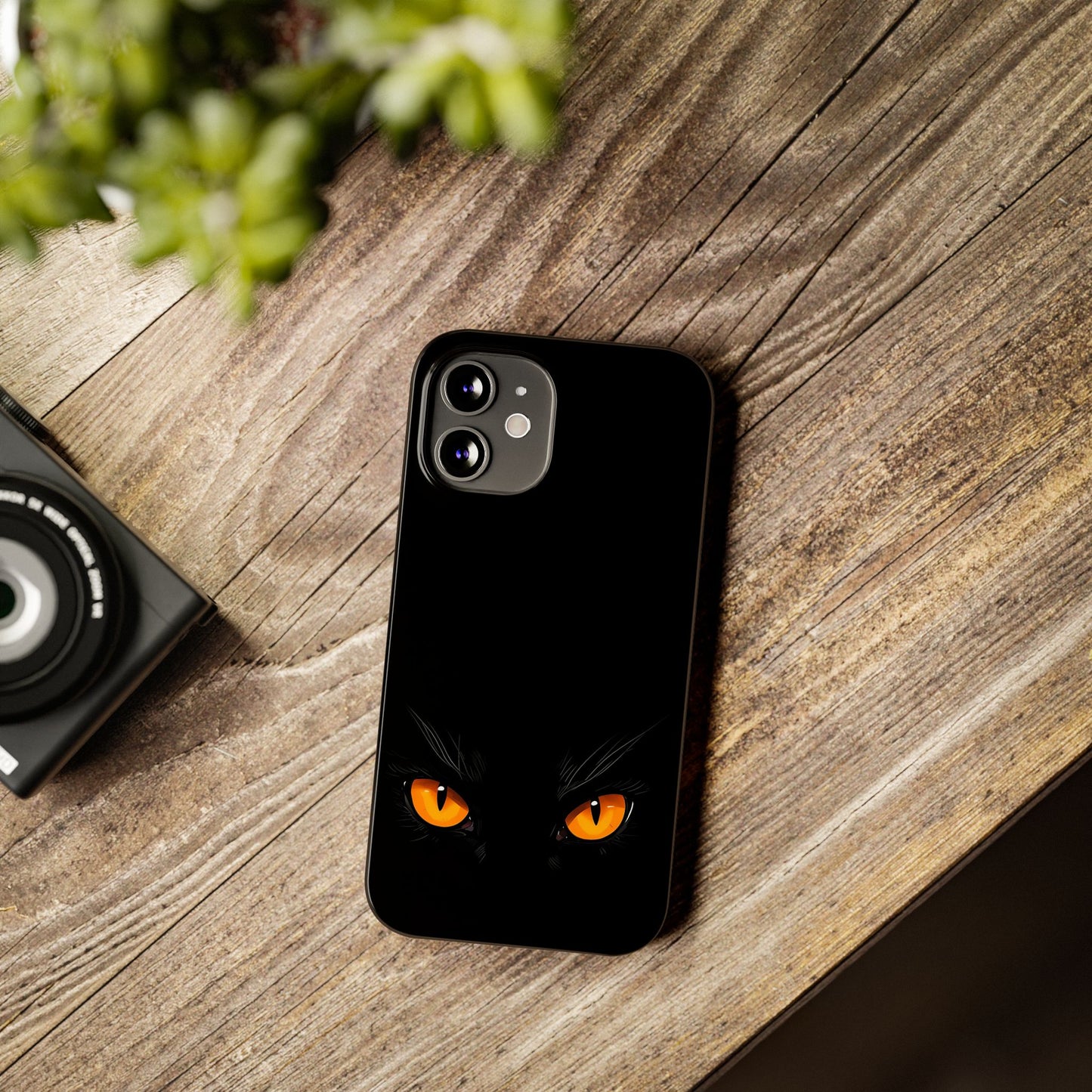 Black Cat Slim Phone Case - Gothic Halloween Aesthetic, Subtle Spookycore Aesthetic, Compatible with iPhone, Galaxy, and Google Phones