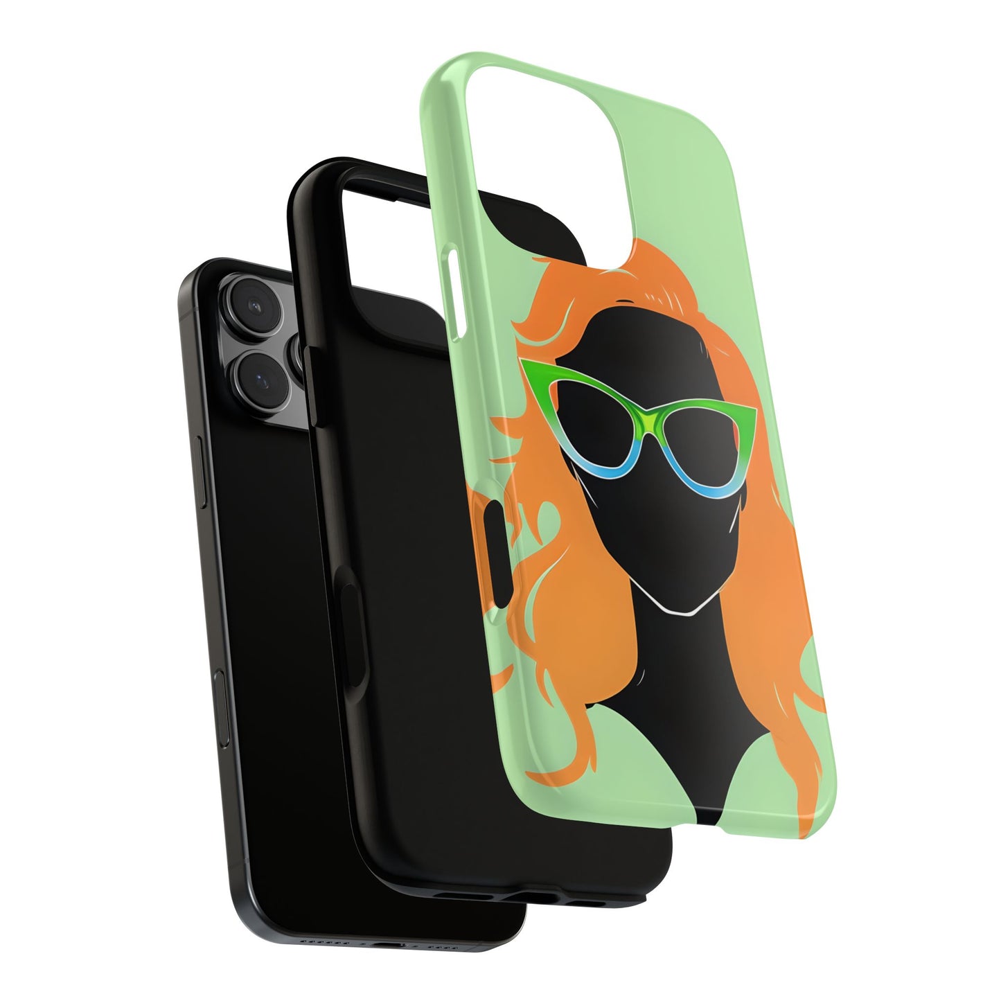 Ginger Woman Tough Phone Case, Irish Green Sunglasses Portrait, St Patricks Day Redhead Art Cover for iPhone Galaxy Google