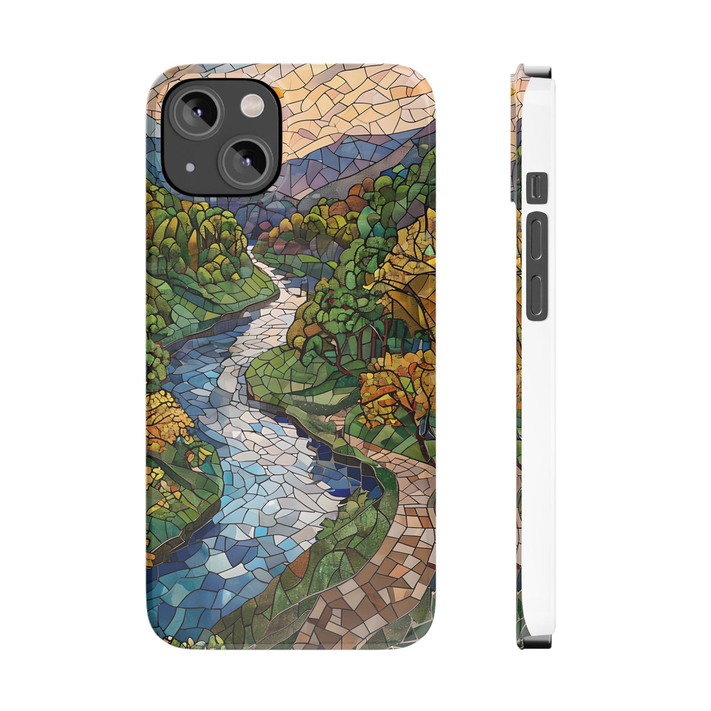 Cuyahoga Valley Mosaic Slim Phone Case, Midwest Forest Art, Scenic Nature Aesthetic, Unique Gift for Nature Lovers