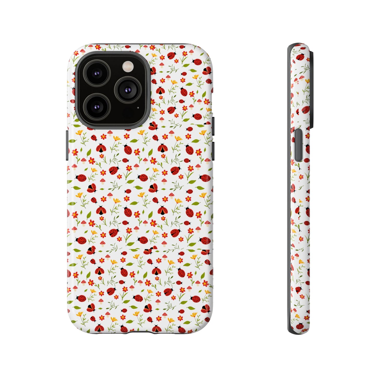 Ladybug Tough Phone Case - Cute Insect Aesthetic, Nature-Inspired Pattern Art, Compatible with iPhone, Galaxy, and Google Phones